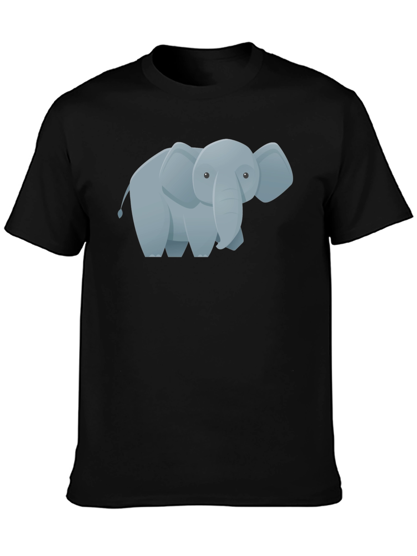 Cute Cartoon Elephant Graphic Tee - Black