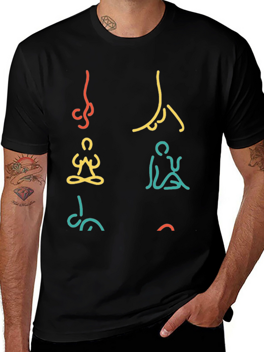 Yoga Pose Graphic Tee - Minimalist Black T-Shirt