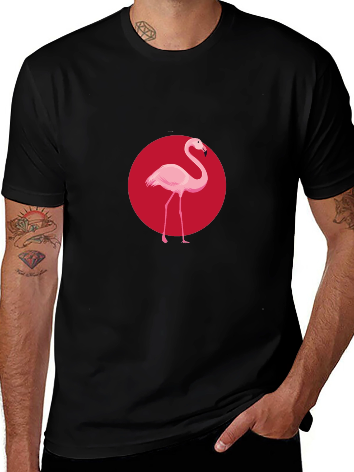 Flamingo Graphic Black T-Shirt