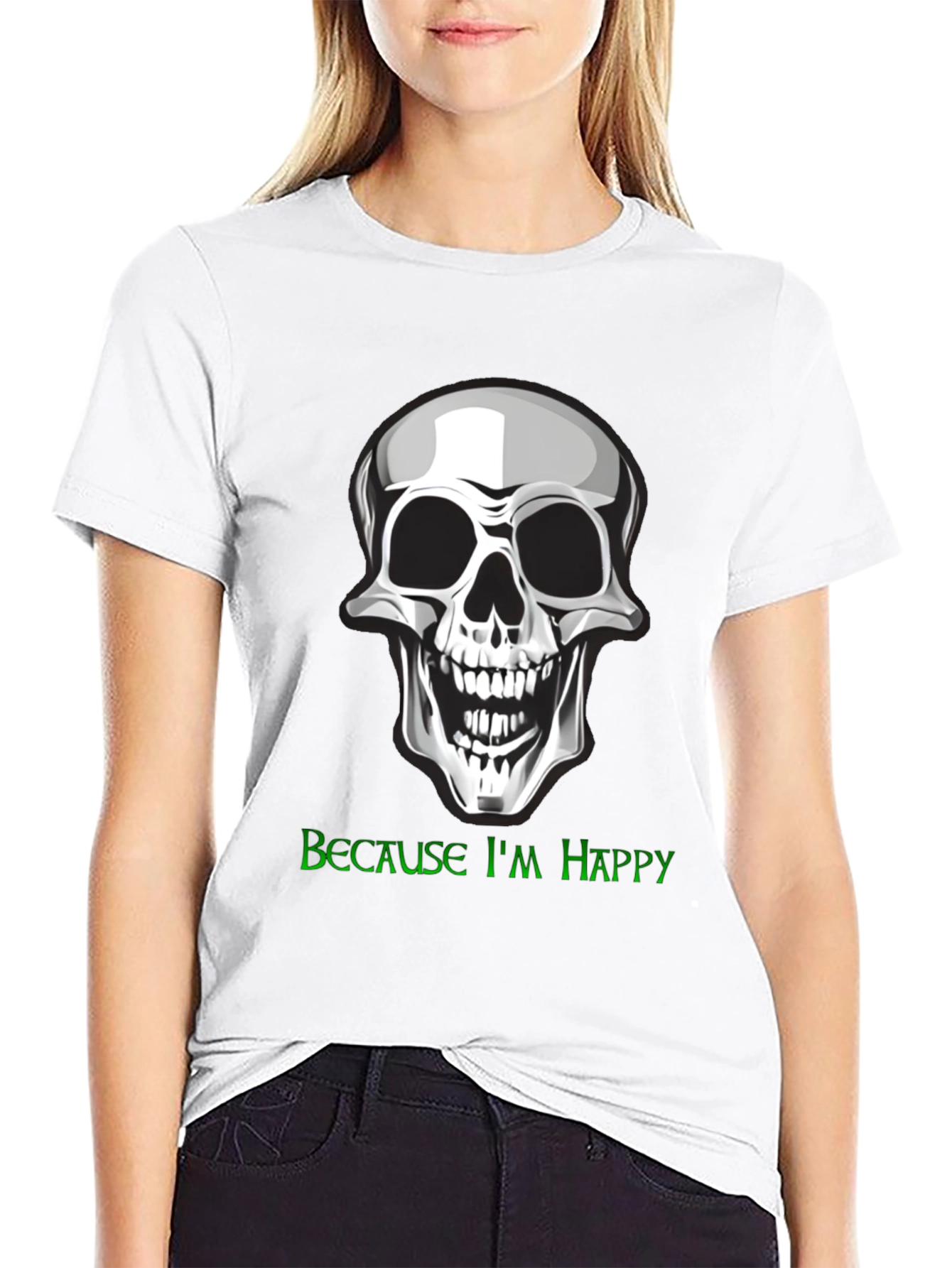 Skull Graphic T-Shirt - Because Im Happy!