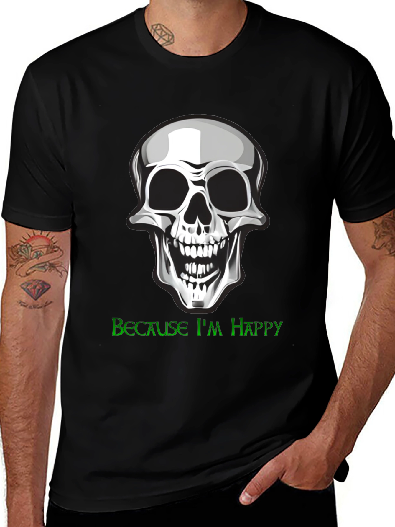 Skull Graphic T-Shirt - Because Im Happy!