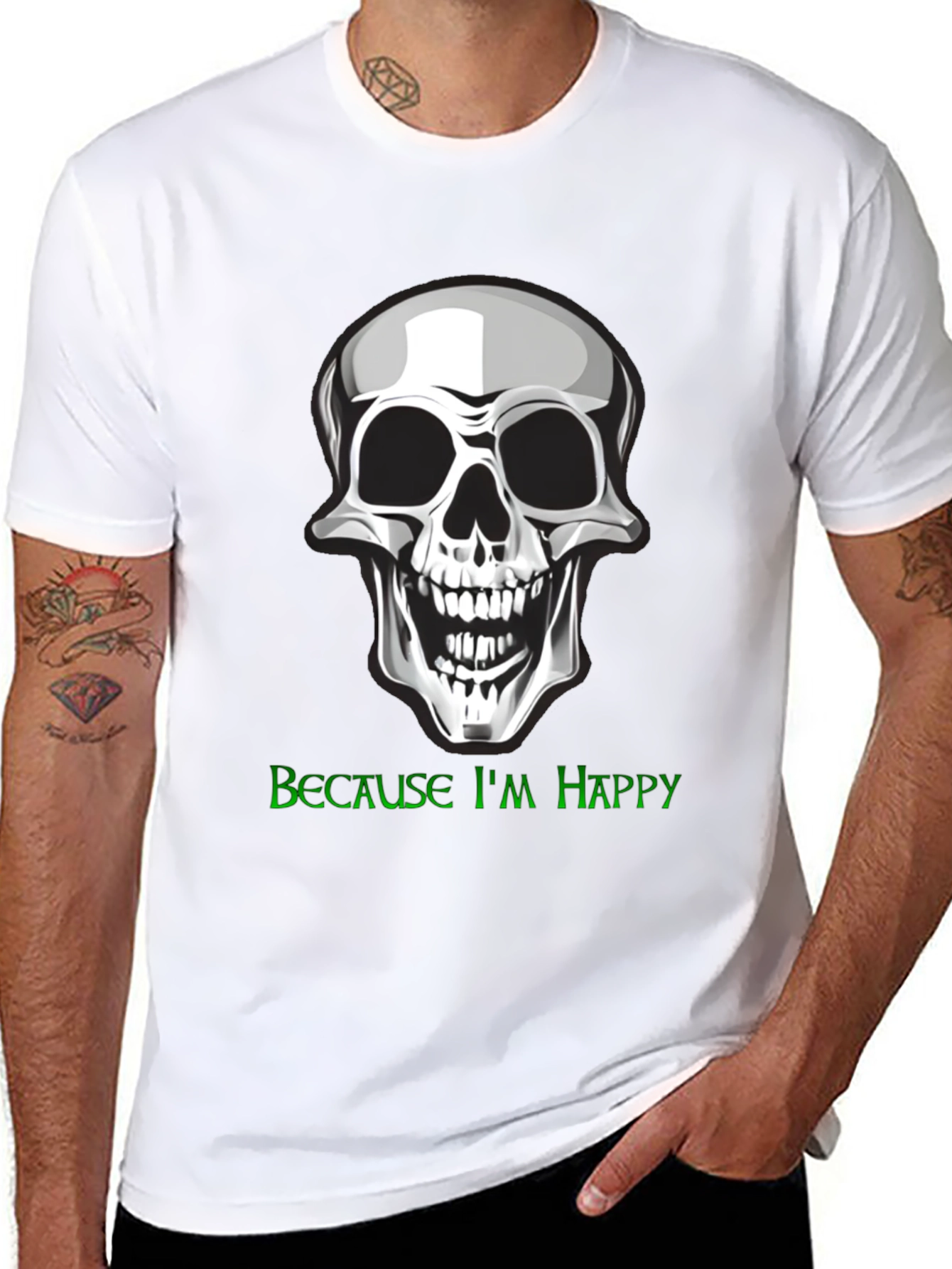 Skull Graphic T-Shirt - Because Im Happy!