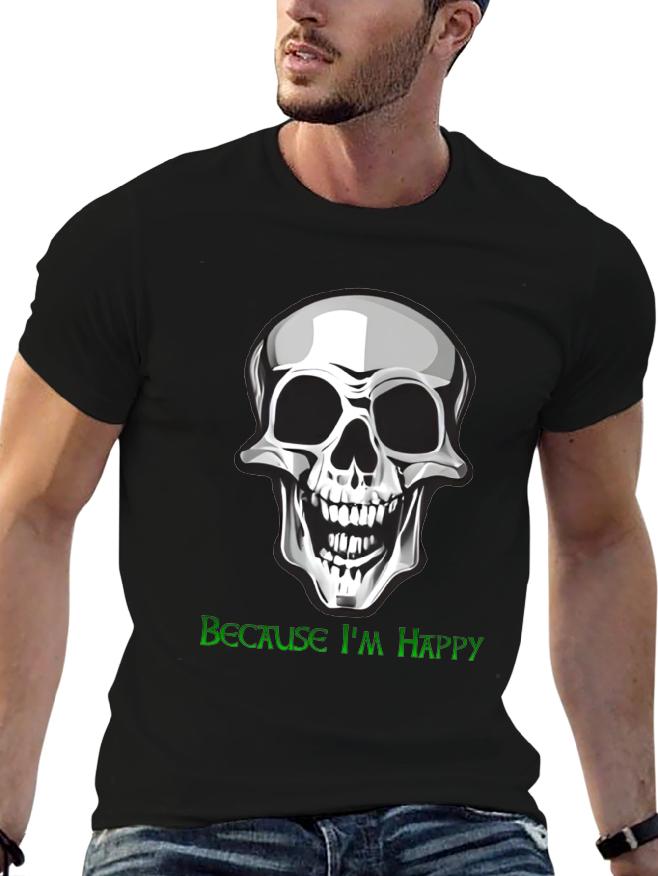 Skull Graphic T-Shirt - Because Im Happy!