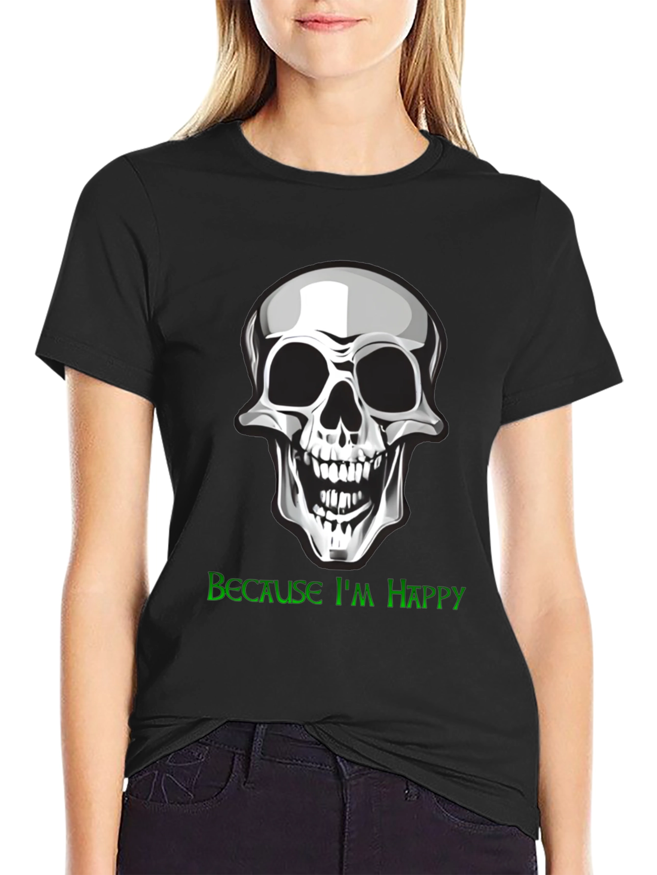 Skull Graphic T-Shirt - Because Im Happy!