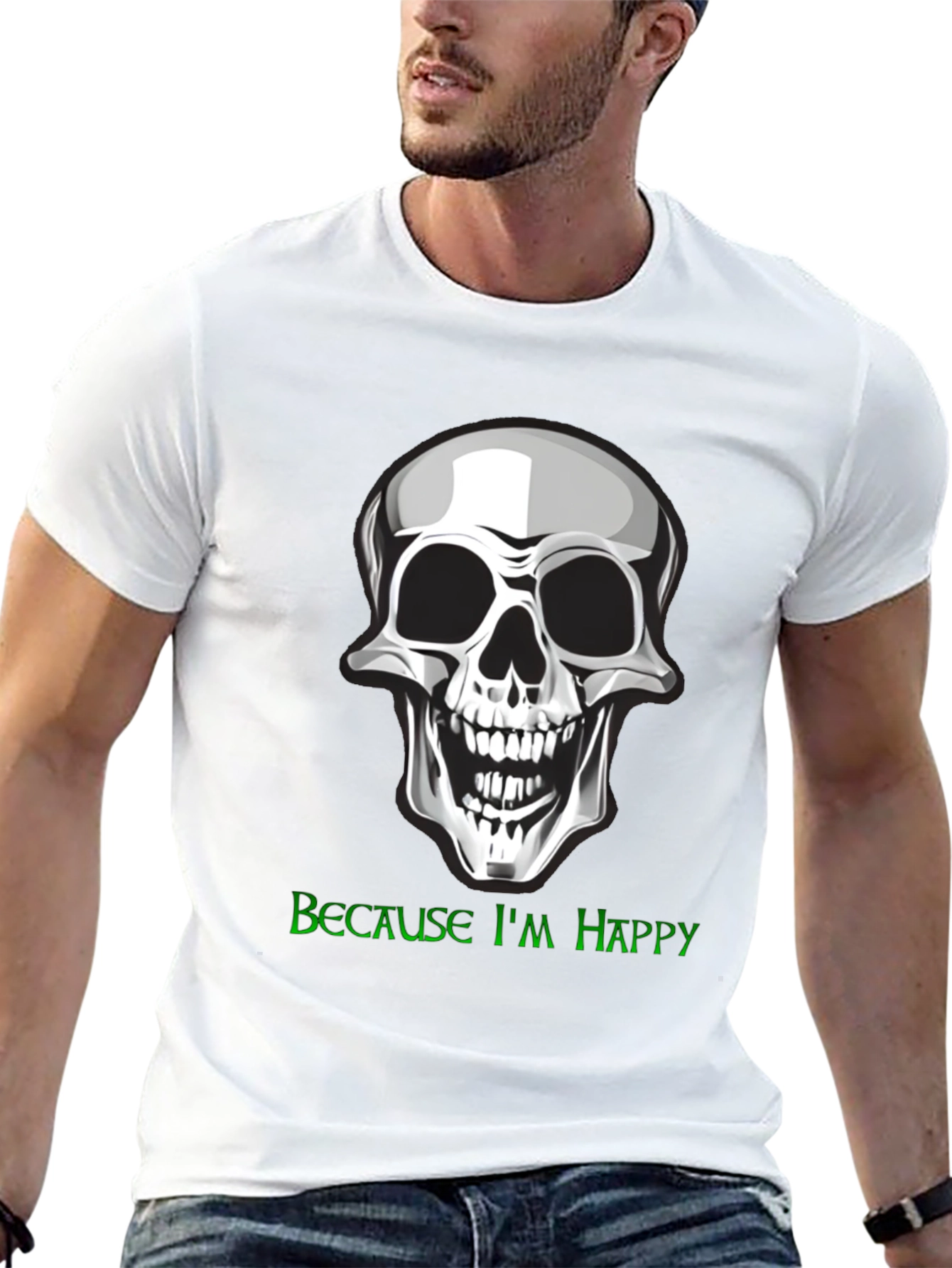 Skull Graphic T-Shirt - Because Im Happy!