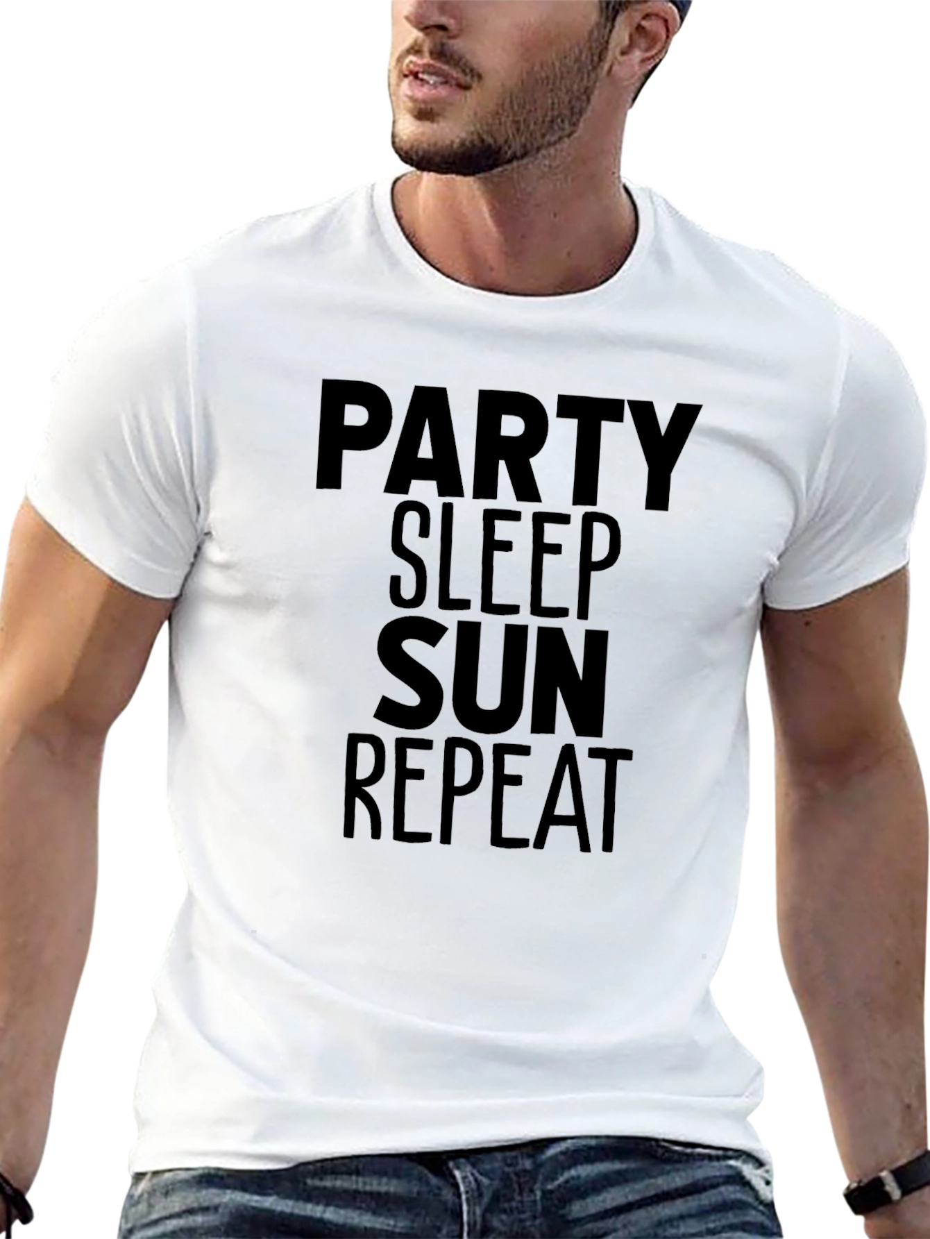 Party Sleep Sun Repeat Black Graphic Tee