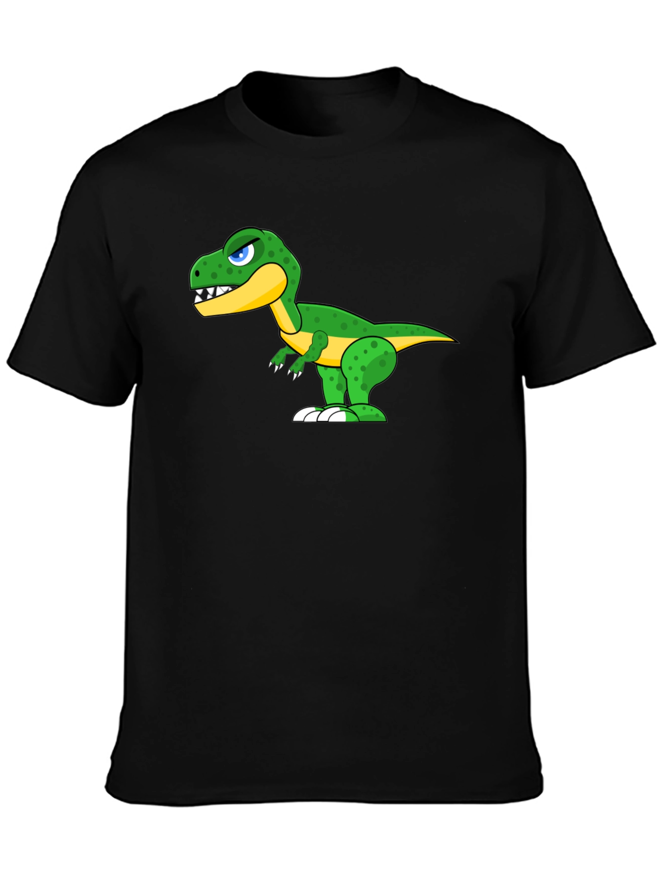 Cartoon Dinosaur Graphic Tee - Black