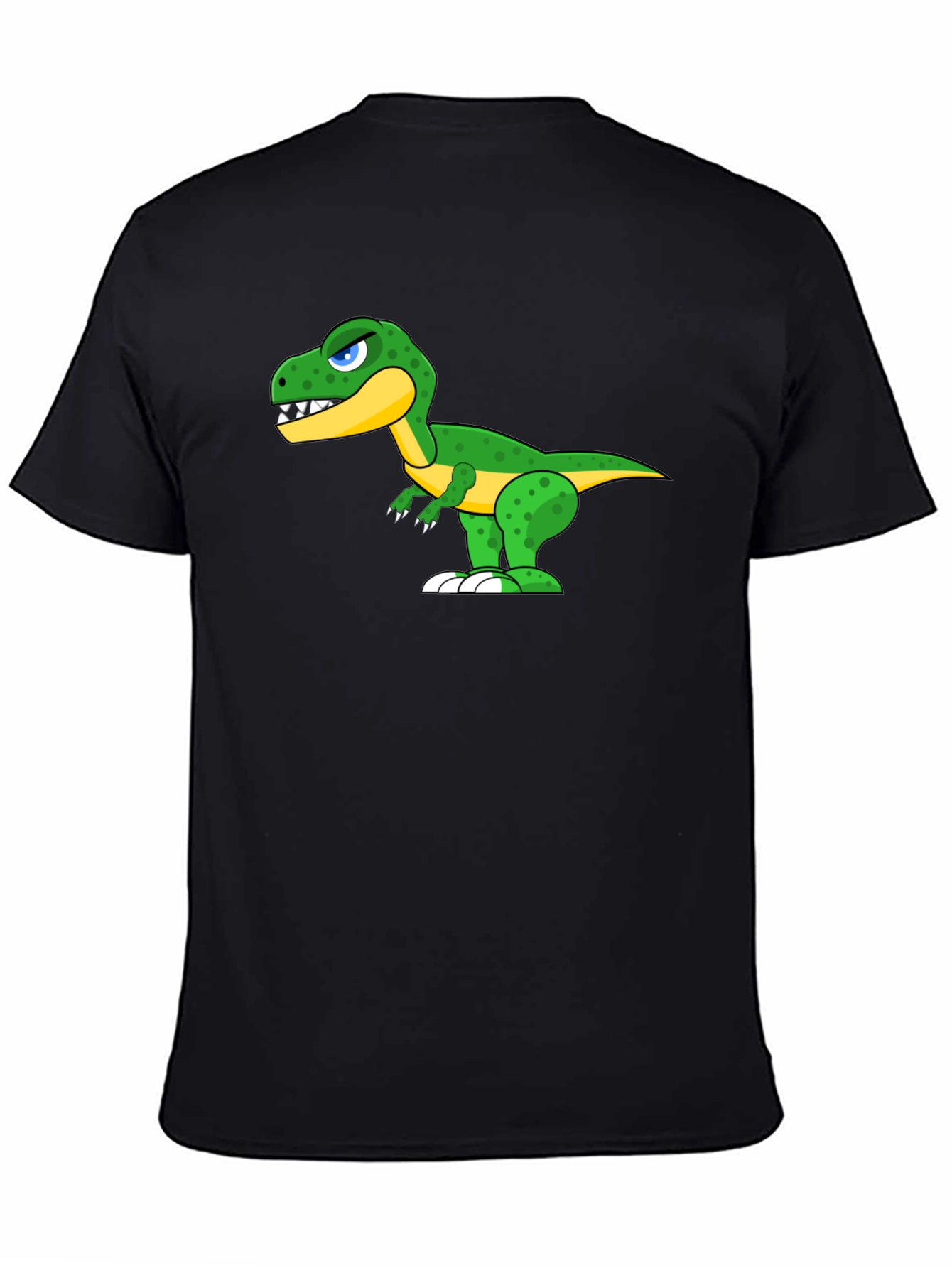 Cartoon Dinosaur Graphic Tee - Black