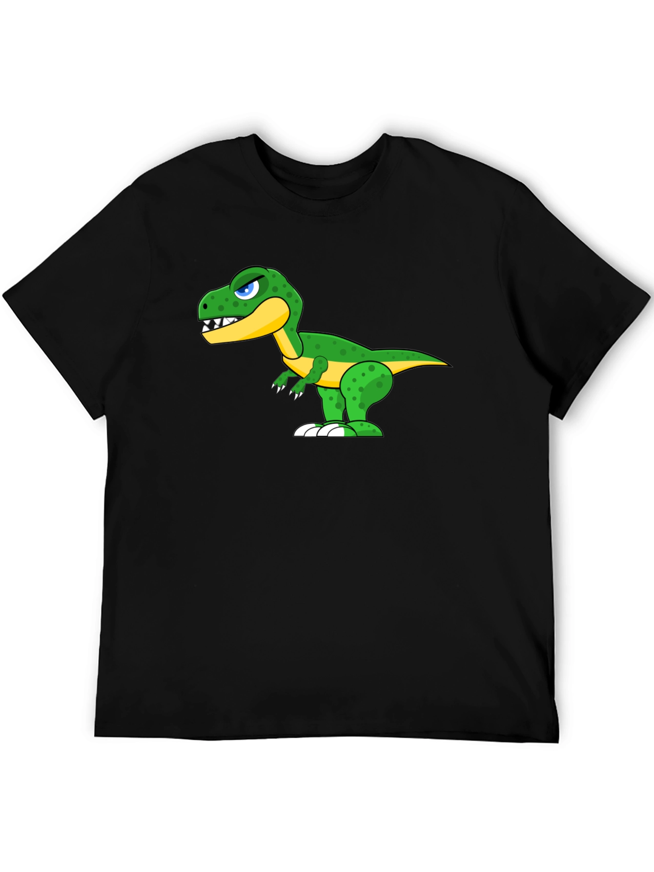 Cartoon Dinosaur Graphic Tee - Black