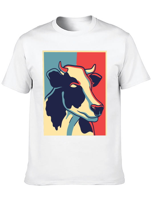 Cow Graphic Tee - Retro Style Black T-Shirt