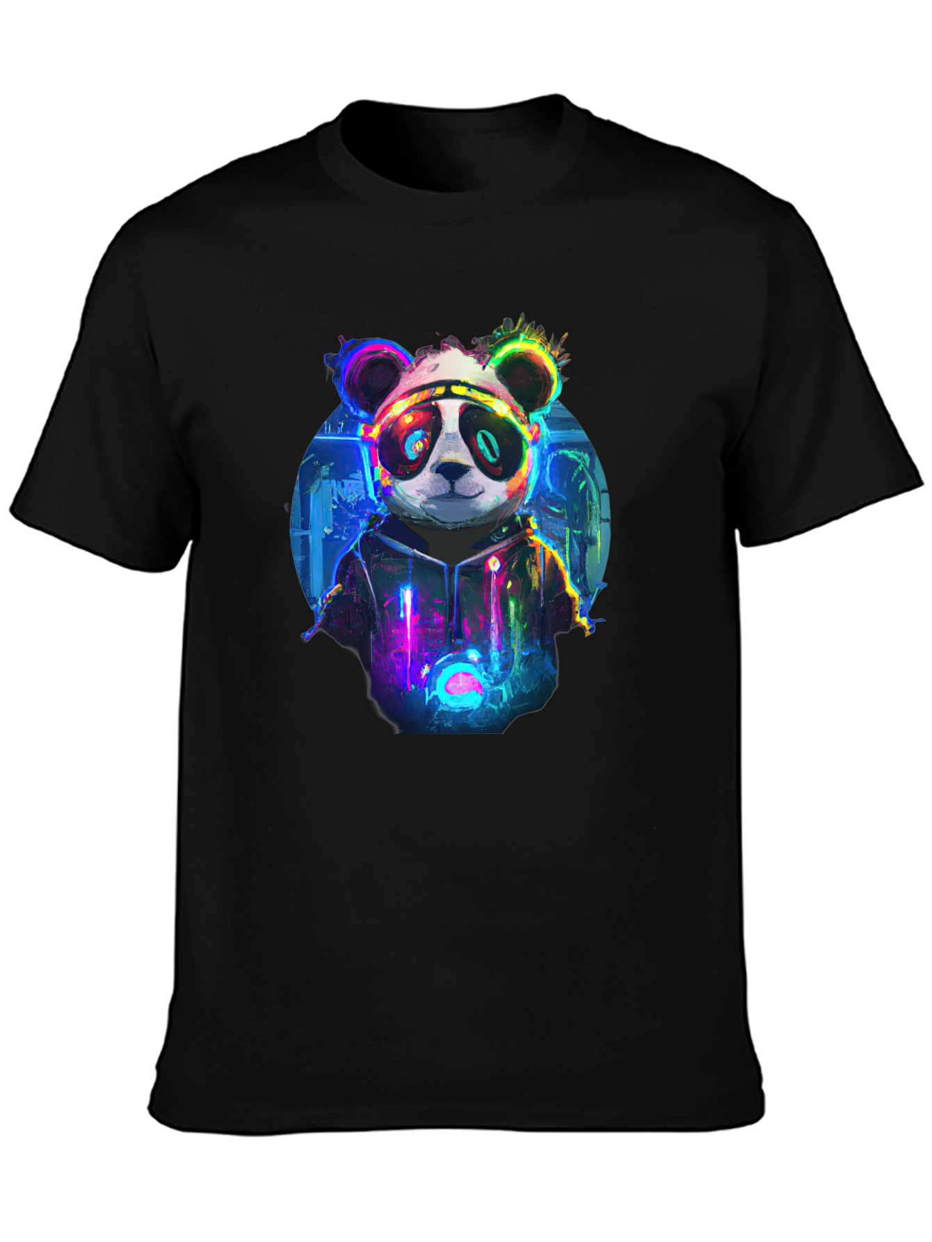 Cyberpunk Panda Graphic T-Shirt - Black