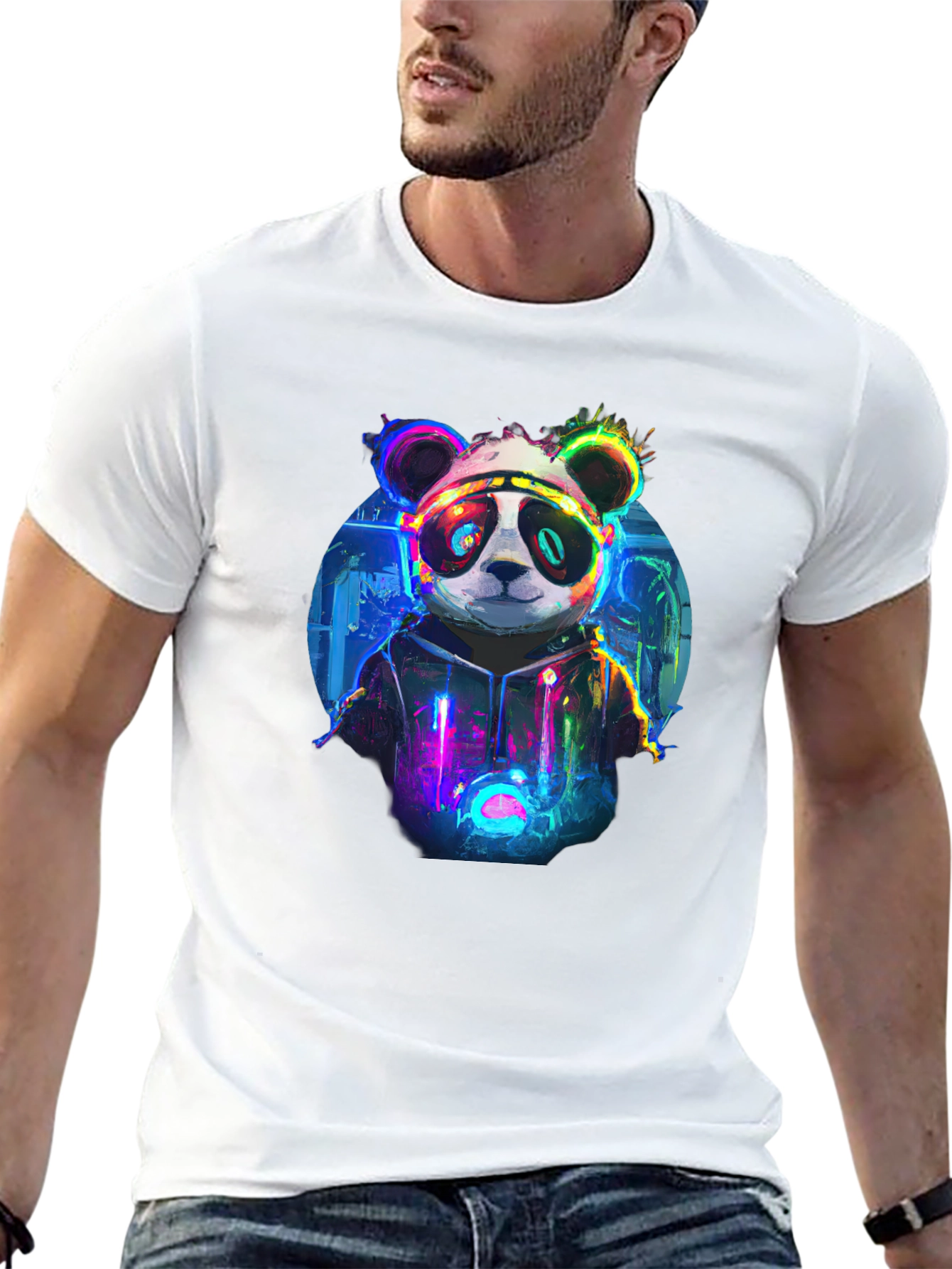 Cyberpunk Panda Graphic T-Shirt - Black