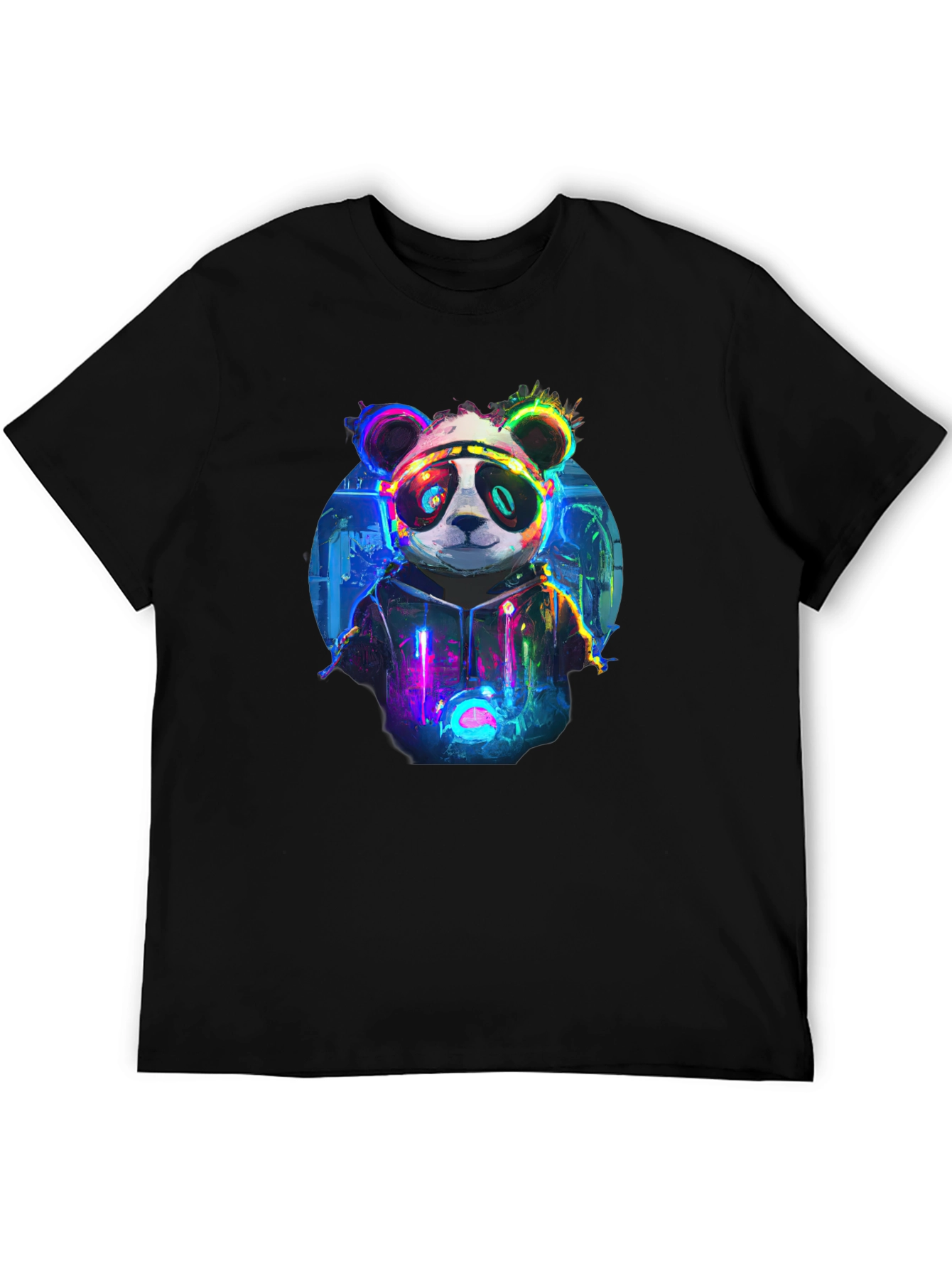 Cyberpunk Panda Graphic T-Shirt - Black