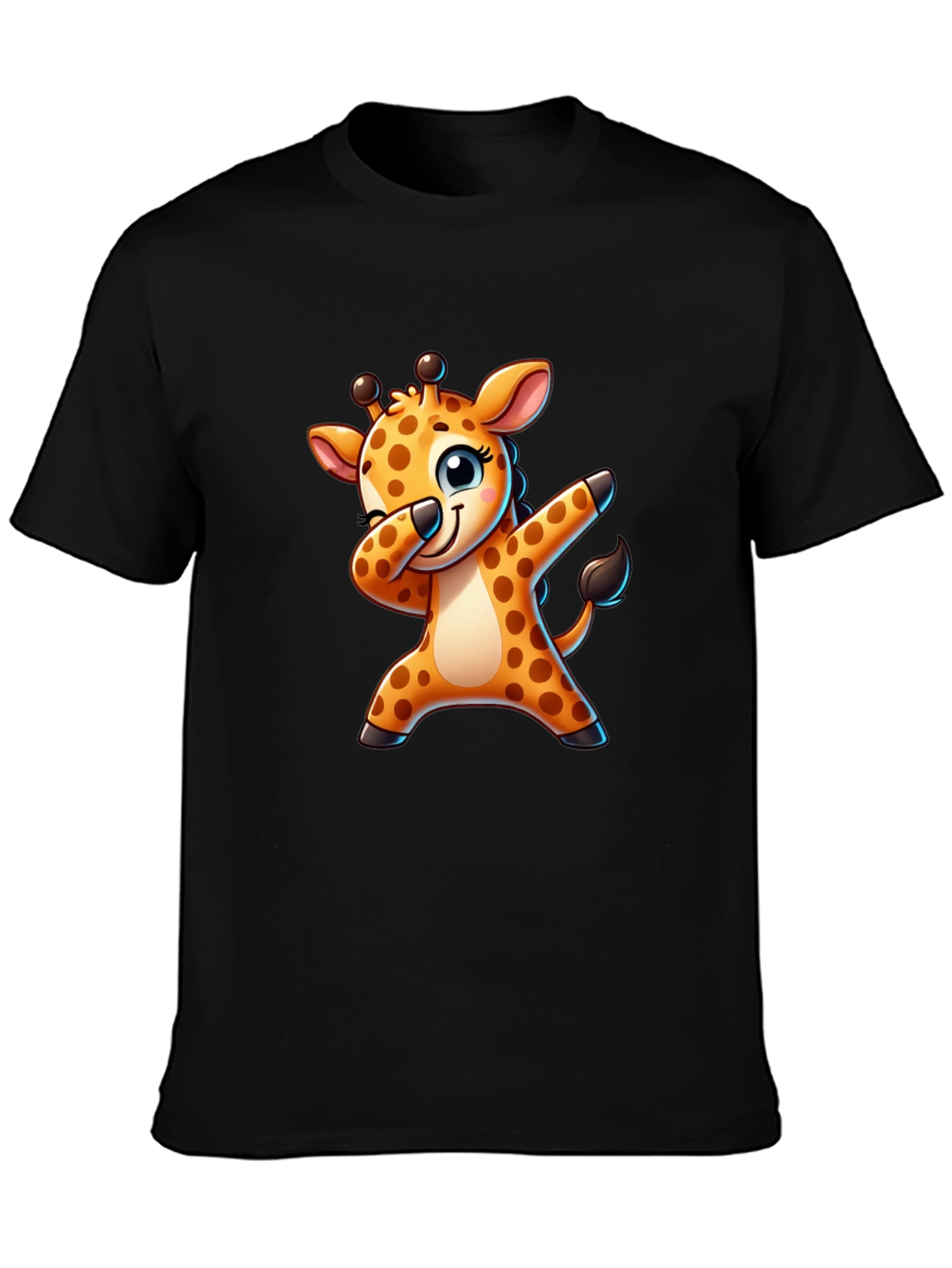 Dabbing Giraffe Black T-Shirt - Fun Cartoon Tee