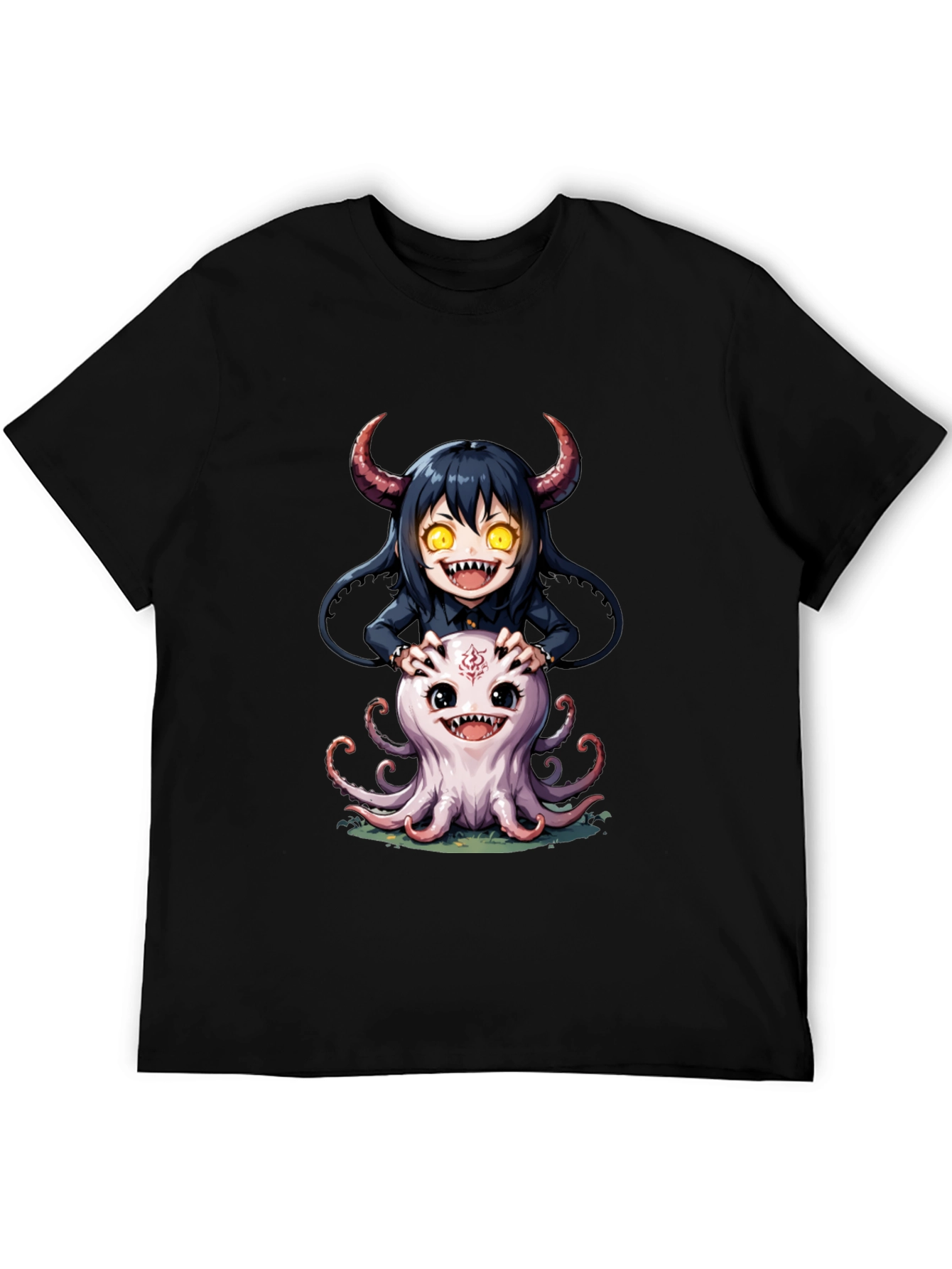 Cute Cartoon Girl and Octopus Graphic Tee
