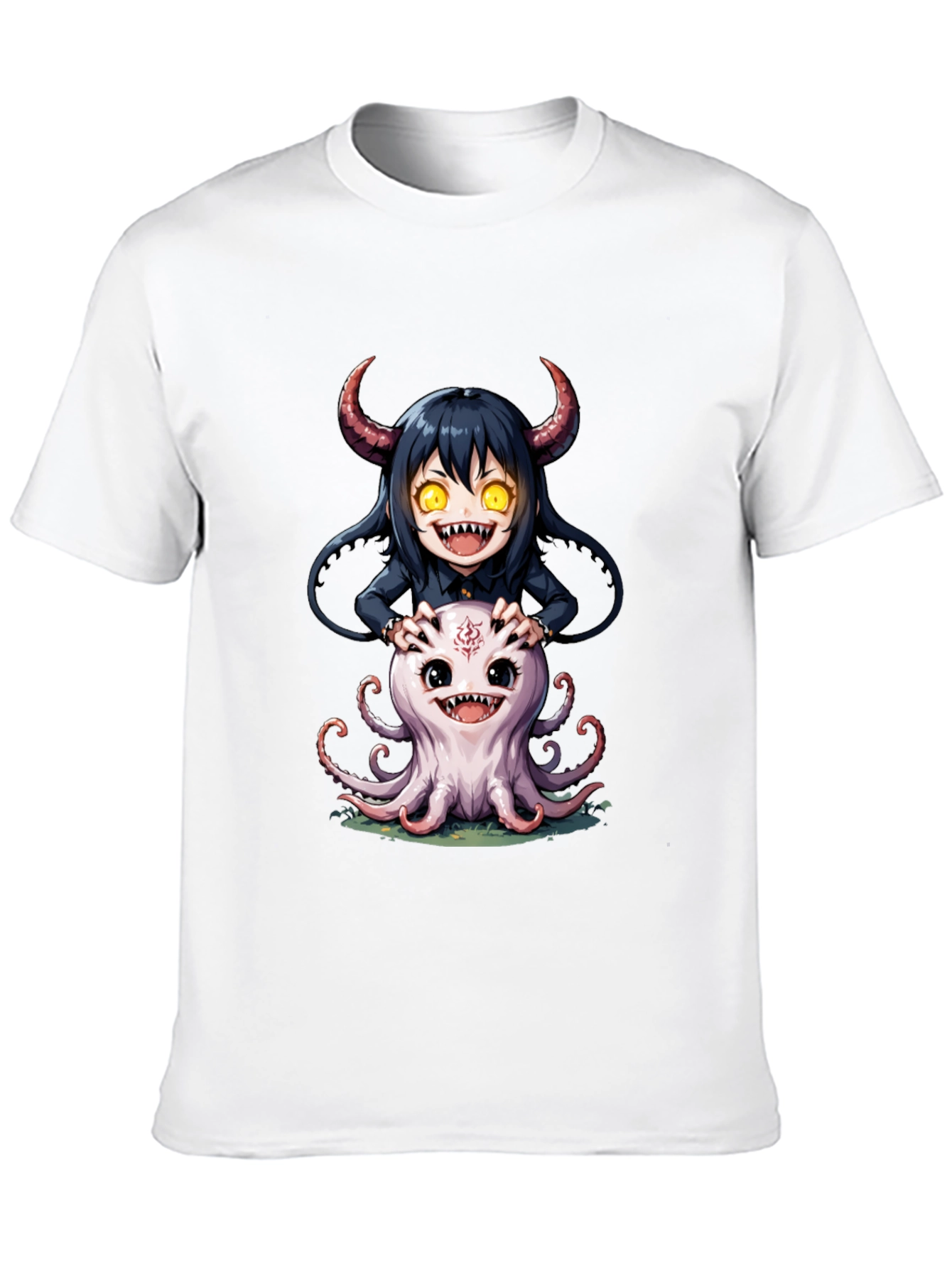 Cute Cartoon Girl and Octopus Graphic Tee
