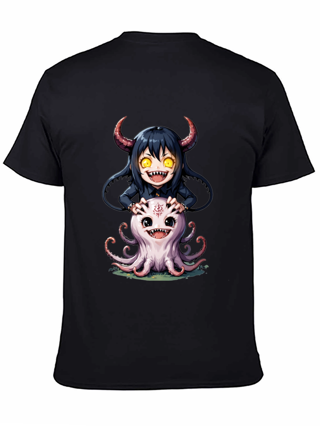 Cute Cartoon Girl and Octopus Graphic Tee