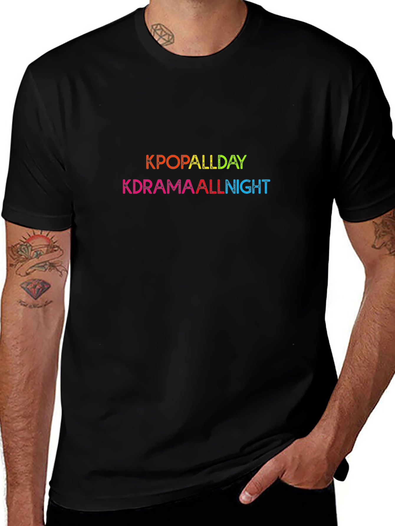 Kpop Allday Kdrama Allnight Black T-Shirt