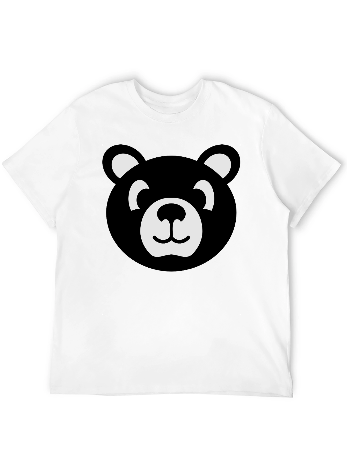 Cute Bear Face Graphic Black T-Shirt