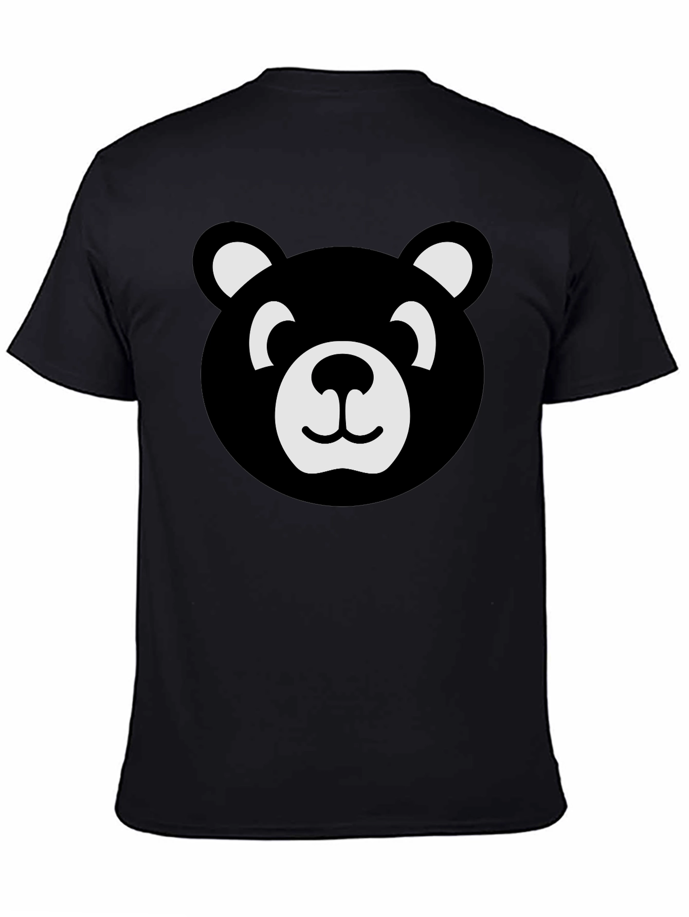 Cute Bear Face Graphic Black T-Shirt