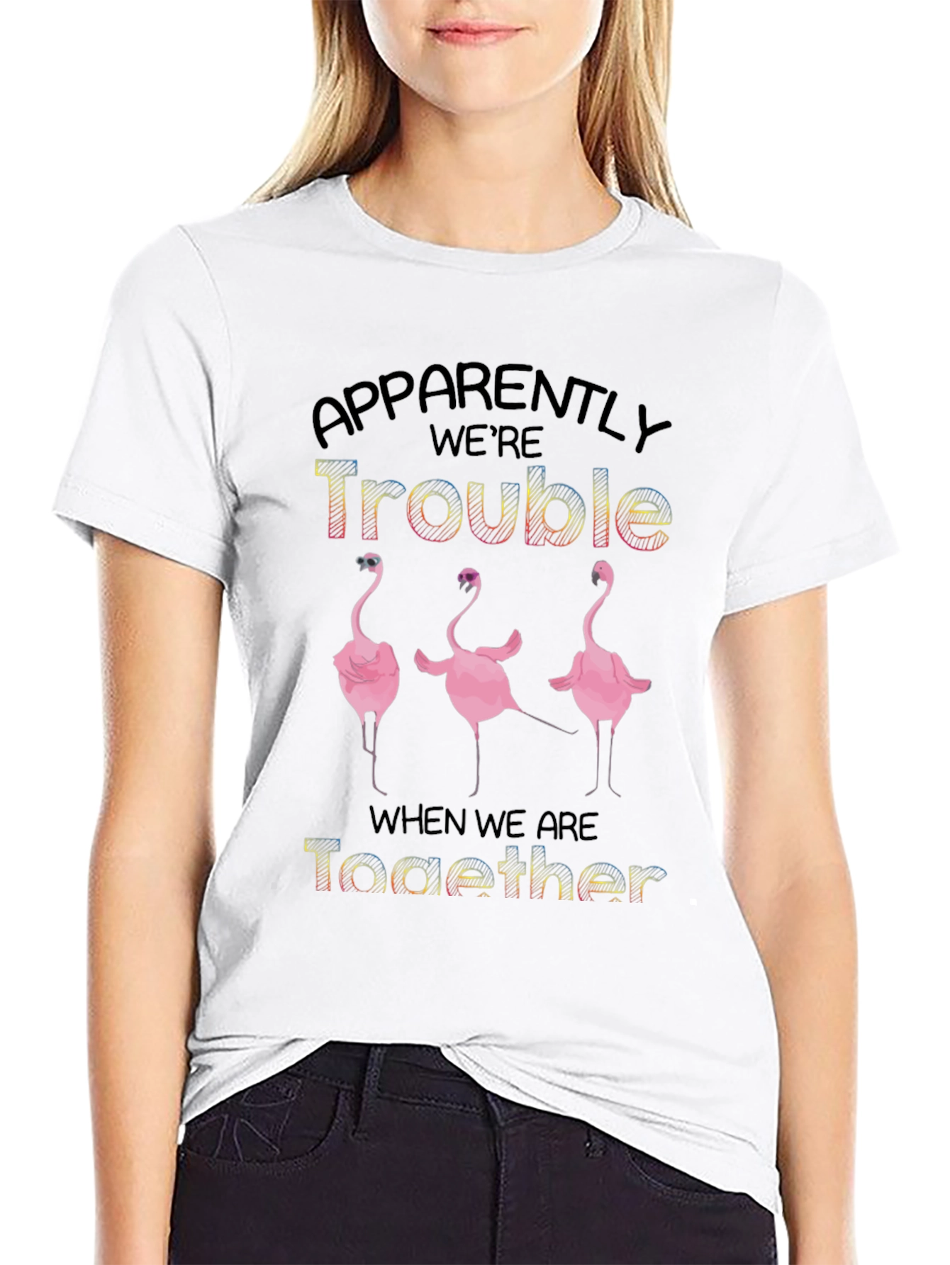 Apparently Were Trouble Flamingo Graphic Tee