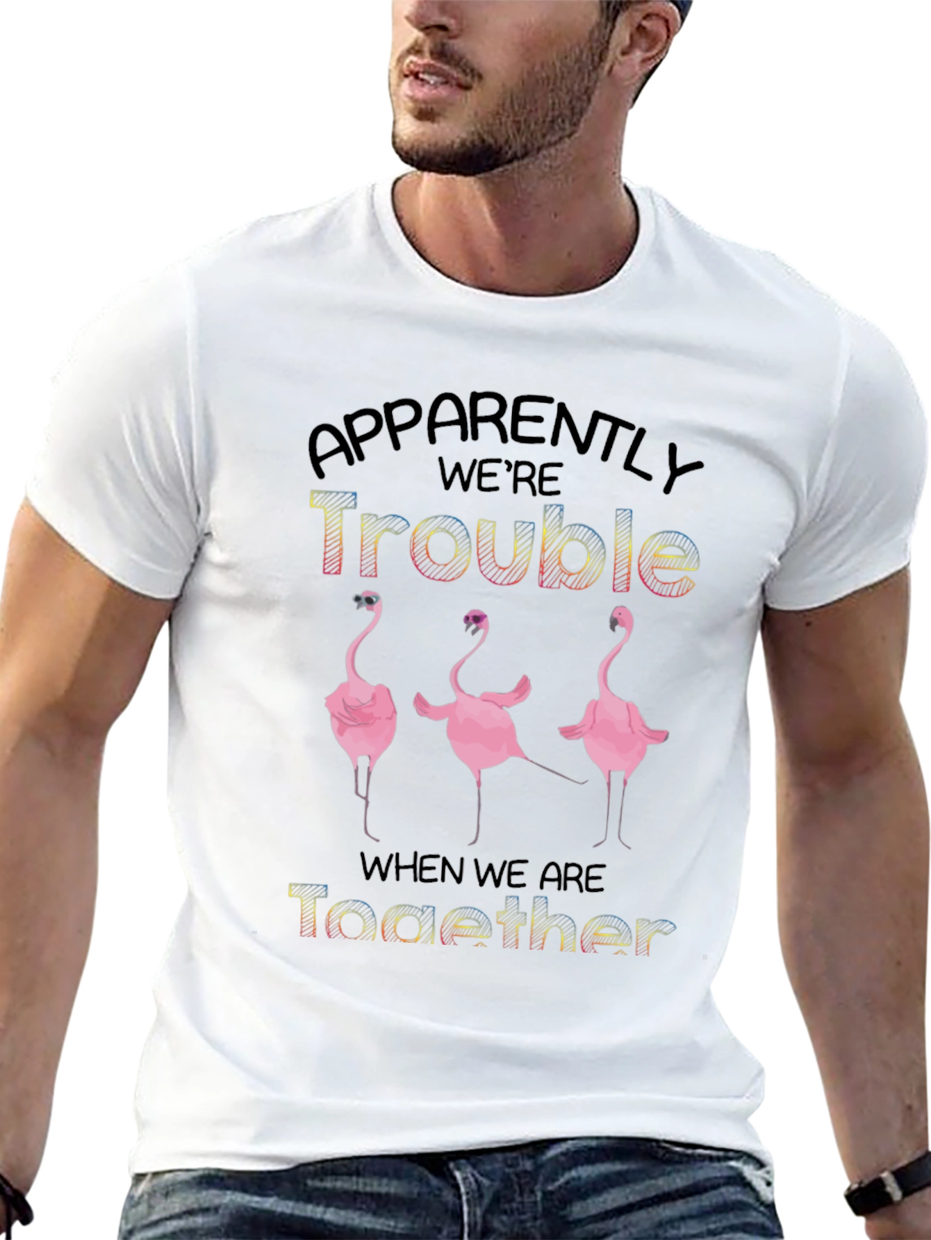 Apparently Were Trouble Flamingo Graphic Tee
