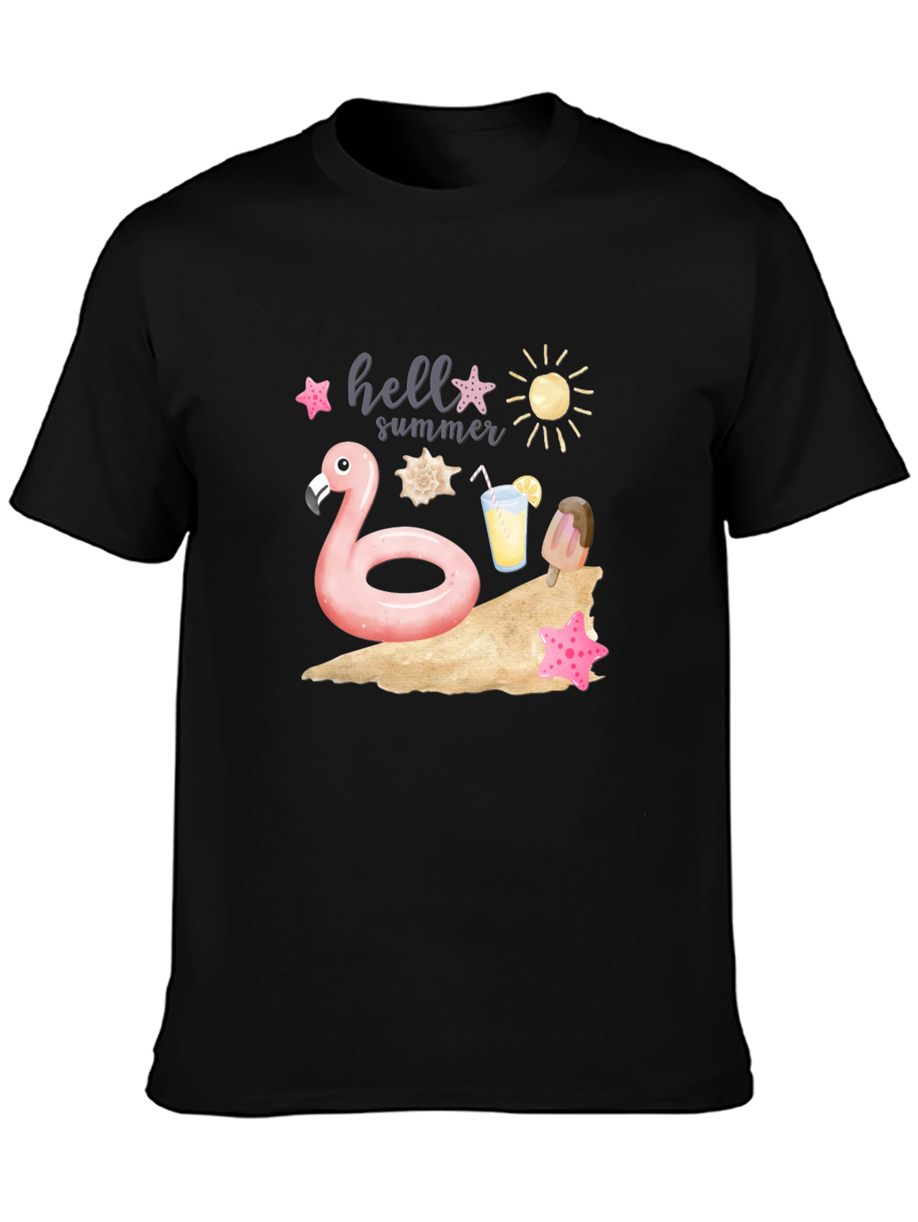 Hello Summer Flamingo Graphic T-Shirt
