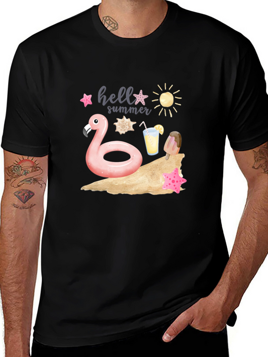 Hello Summer Flamingo Graphic T-Shirt