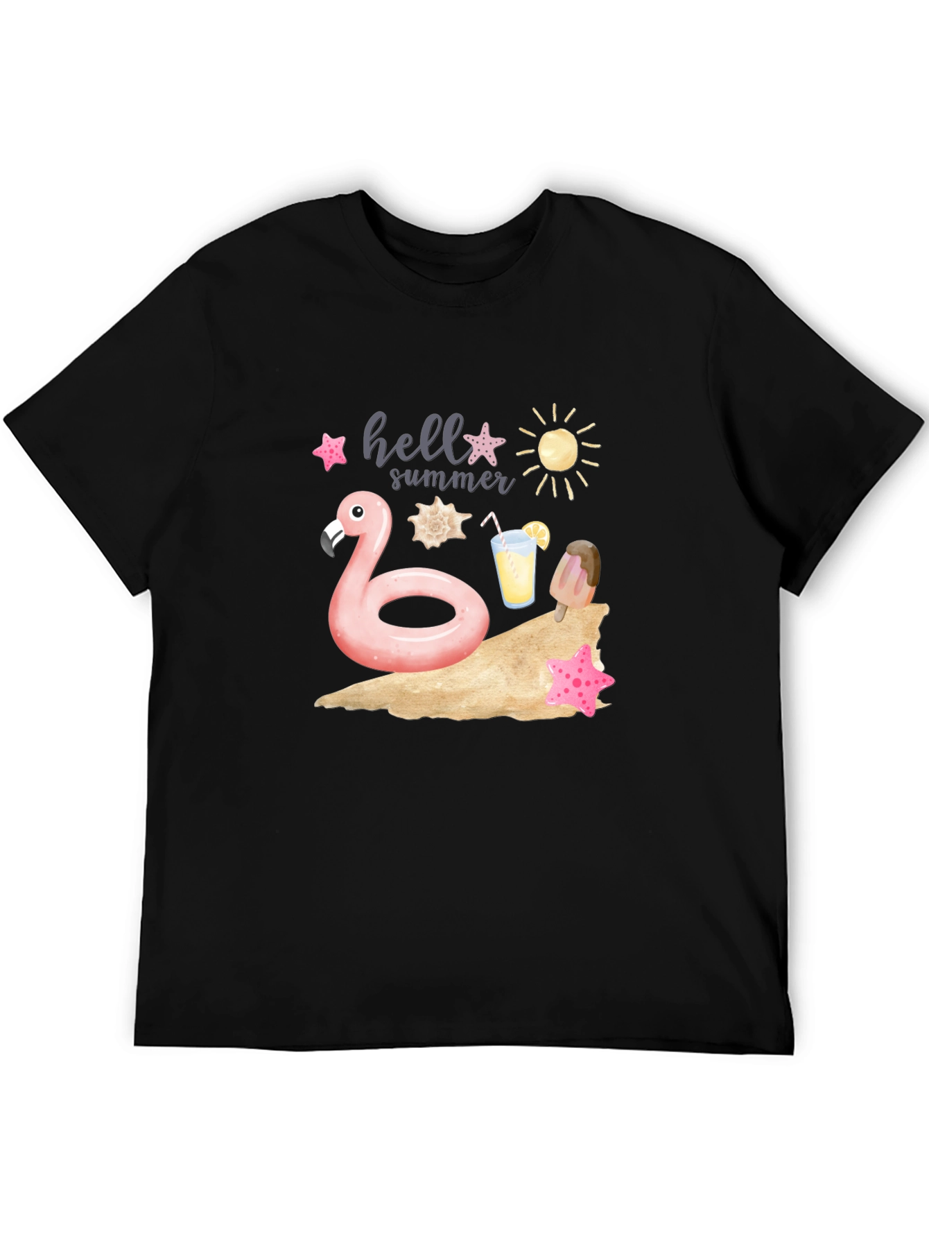 Hello Summer Flamingo Graphic T-Shirt