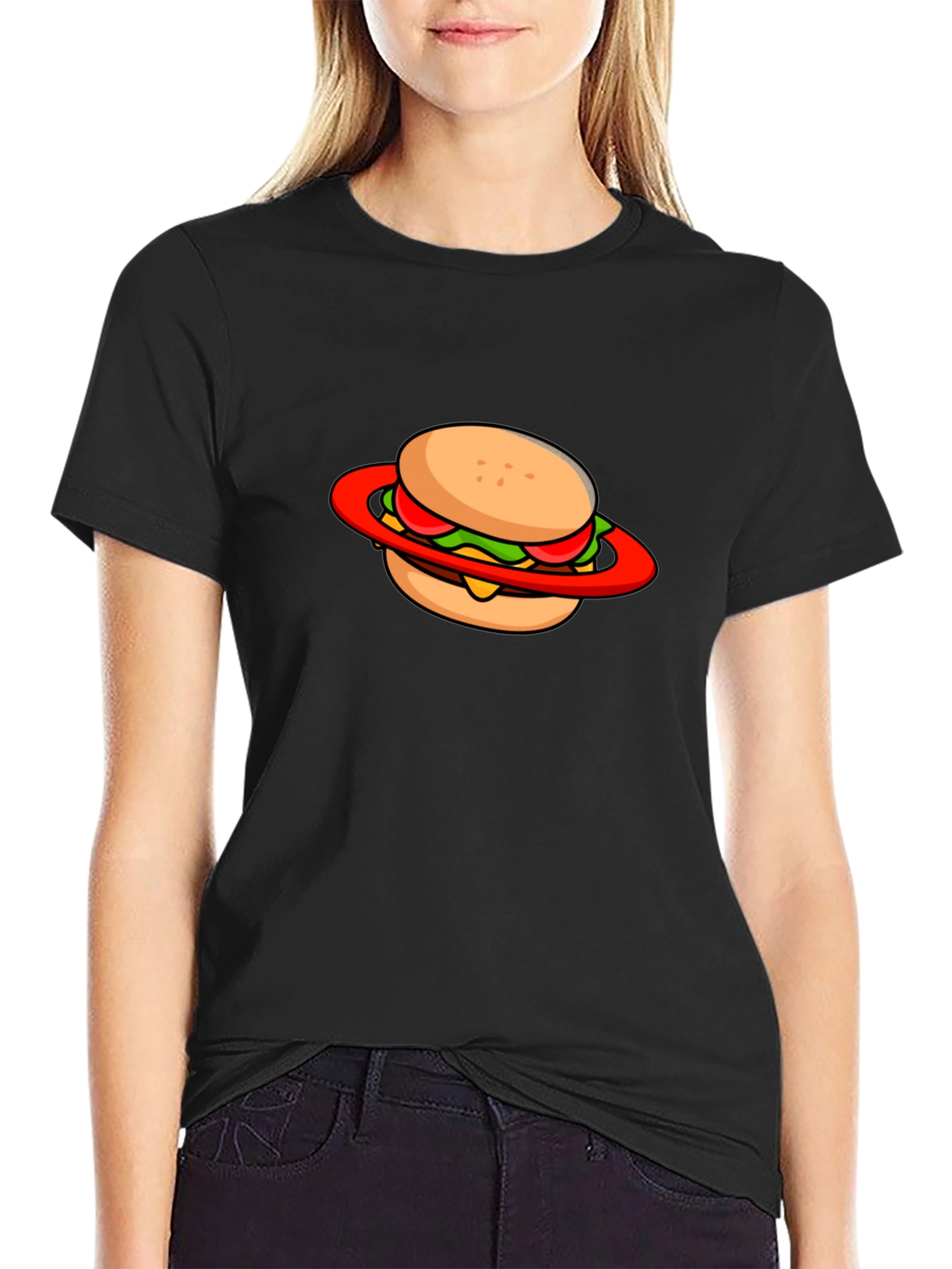 Burger Planet Graphic Tee - Black Cotton Blend