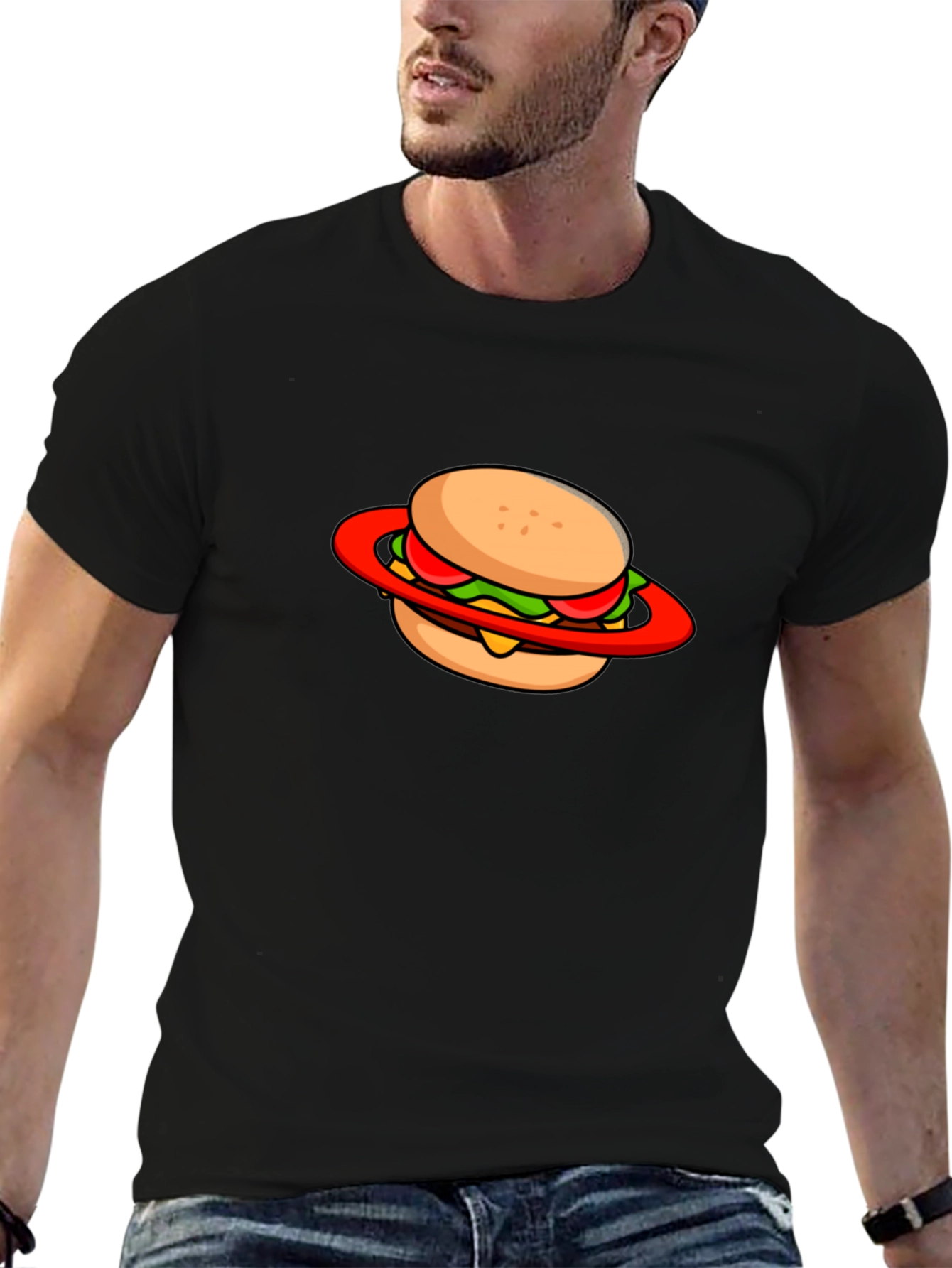 Burger Planet Graphic Tee - Black Cotton Blend