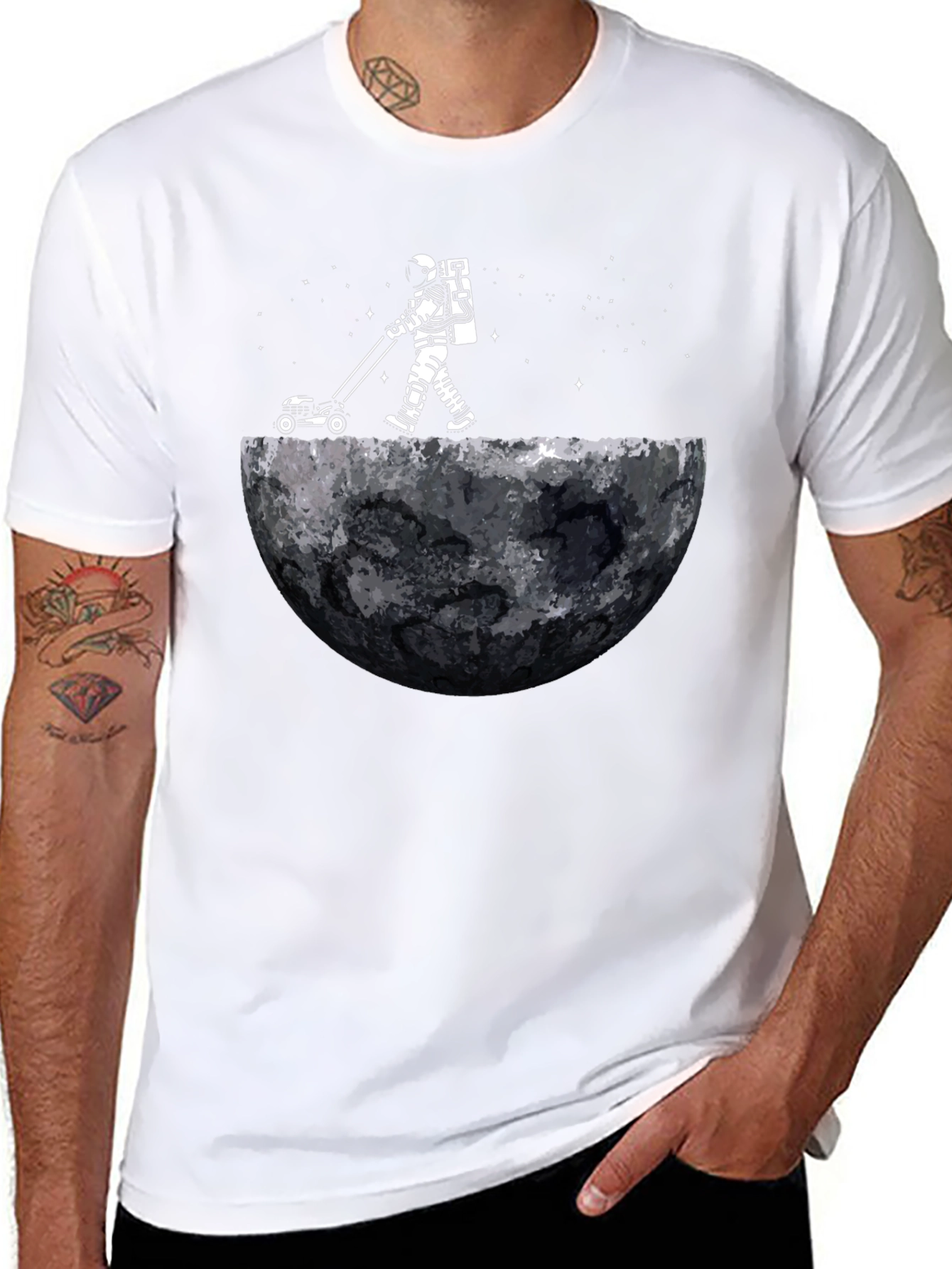 Astronaut Moon Lawn Care T-Shirt - Unique Graphic Tee