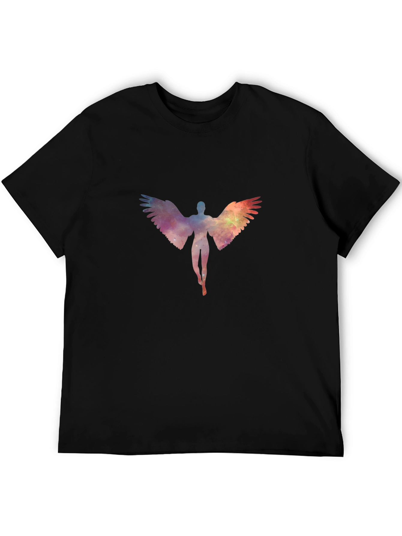 Celestial Angel Graphic Tee - Premium Black T-Shirt
