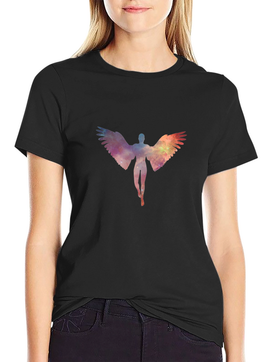 Celestial Angel Graphic Tee - Premium Black T-Shirt
