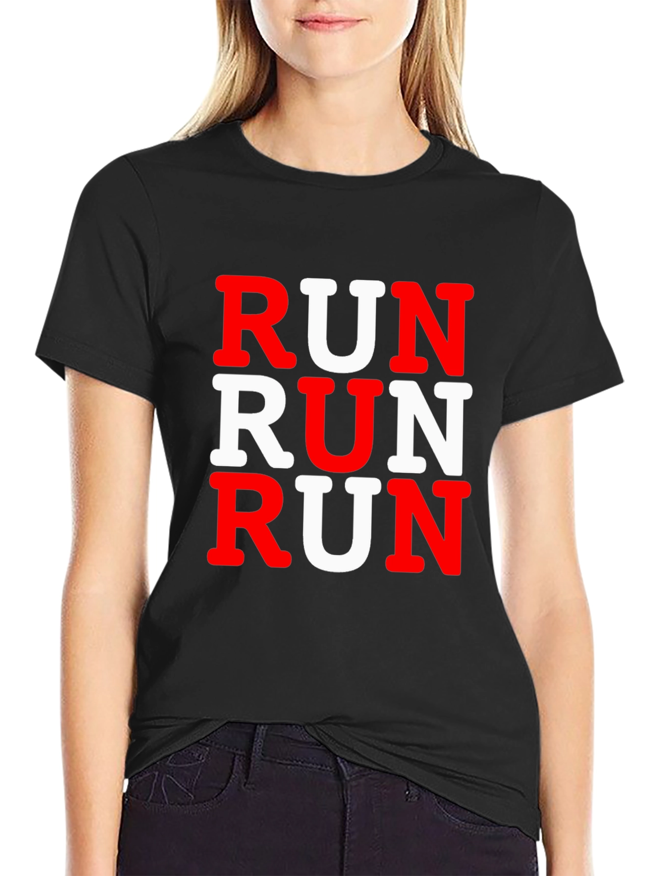 Run Graphic Print Mens Black T-Shirt