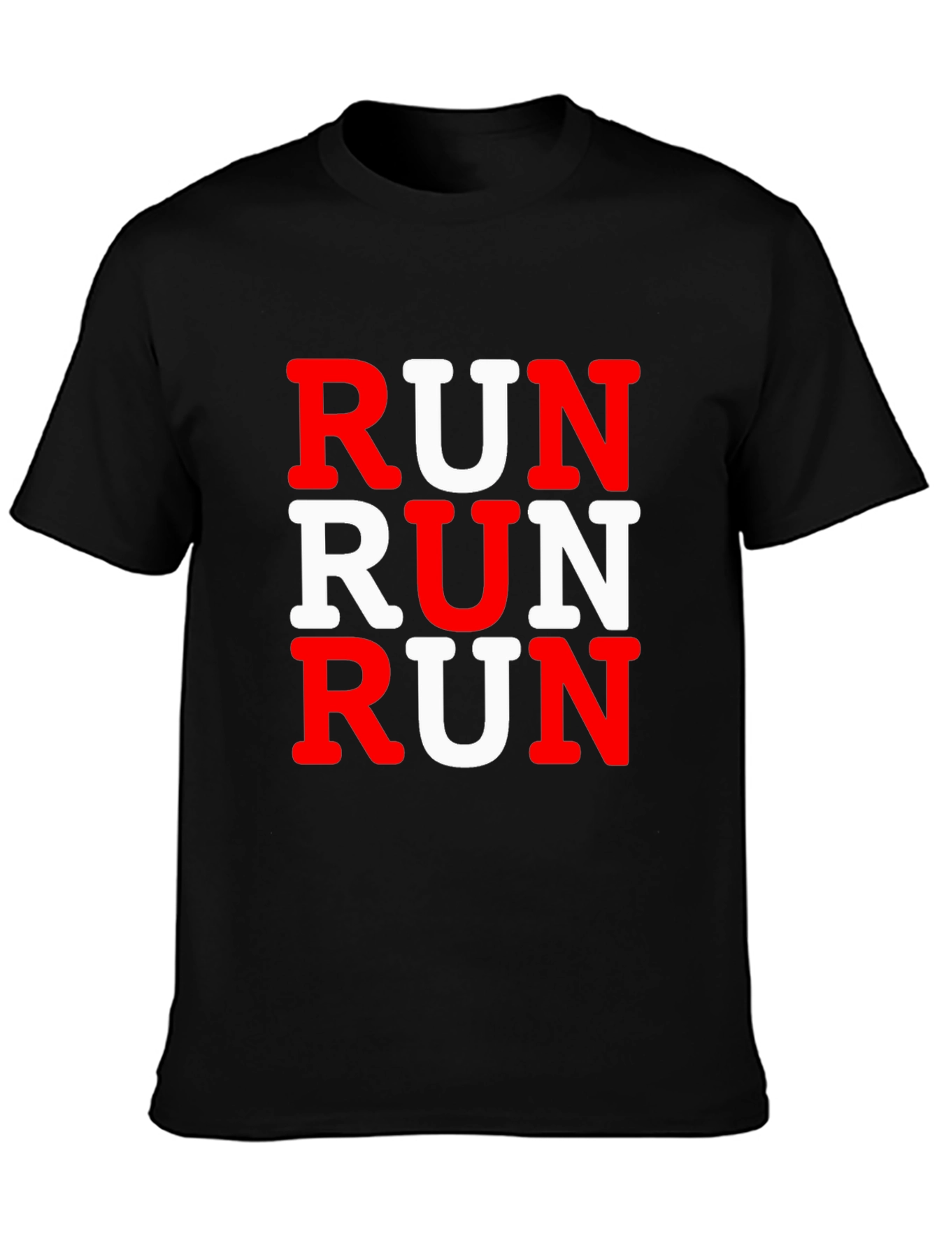 Run Graphic Print Mens Black T-Shirt