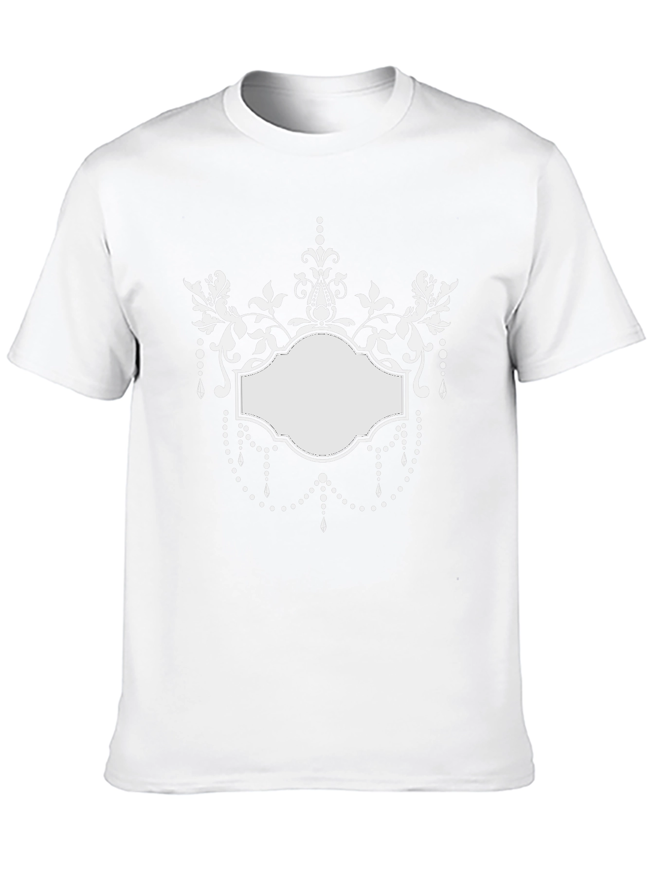 Elegant Floral Frame Black T-Shirt