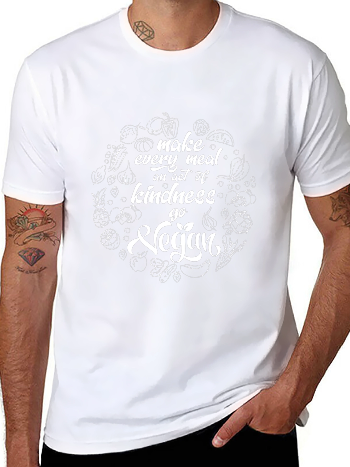 Vegan Kindness Graphic Tee - Black Cotton T-Shirt