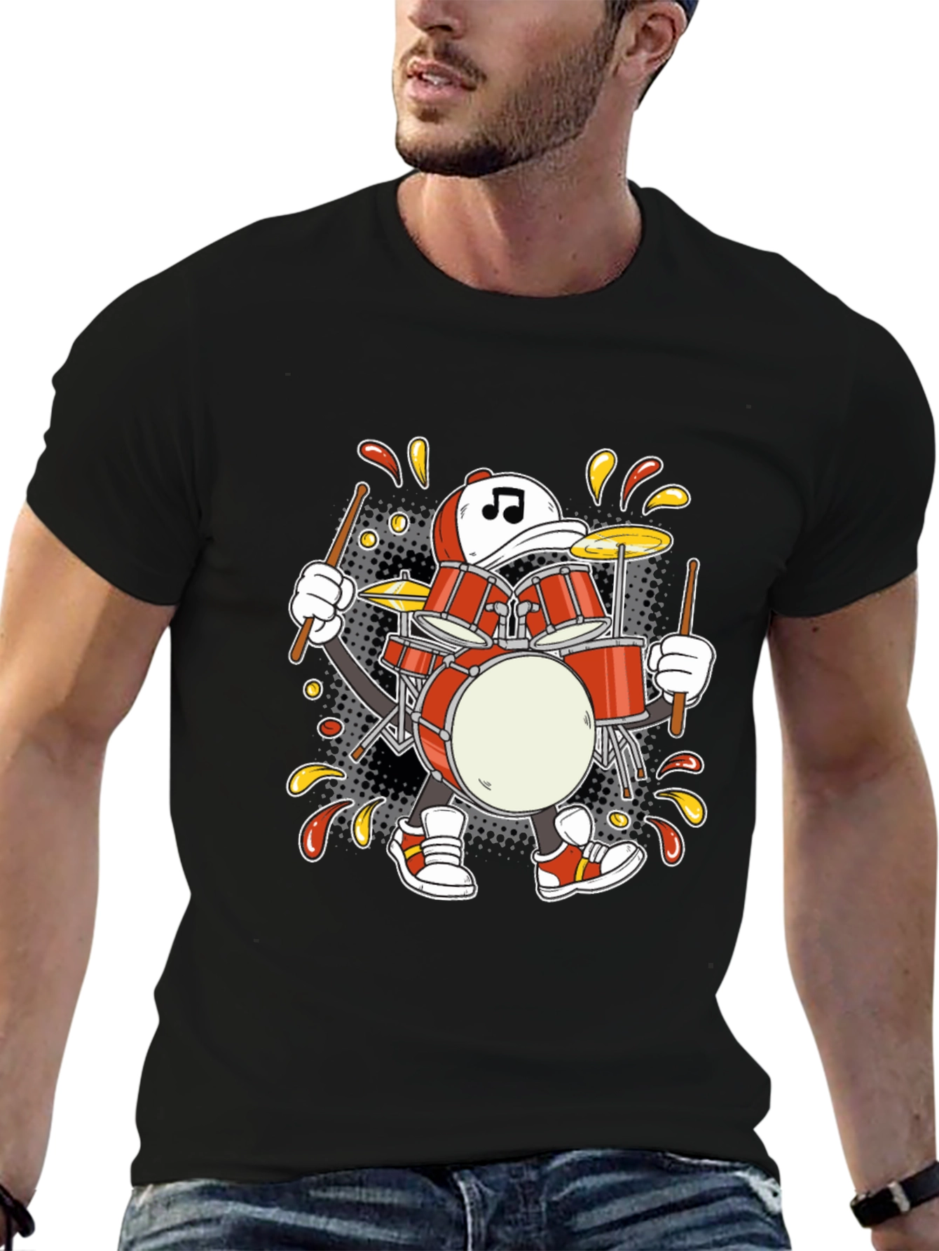 Drummer Cartoon T-Shirt