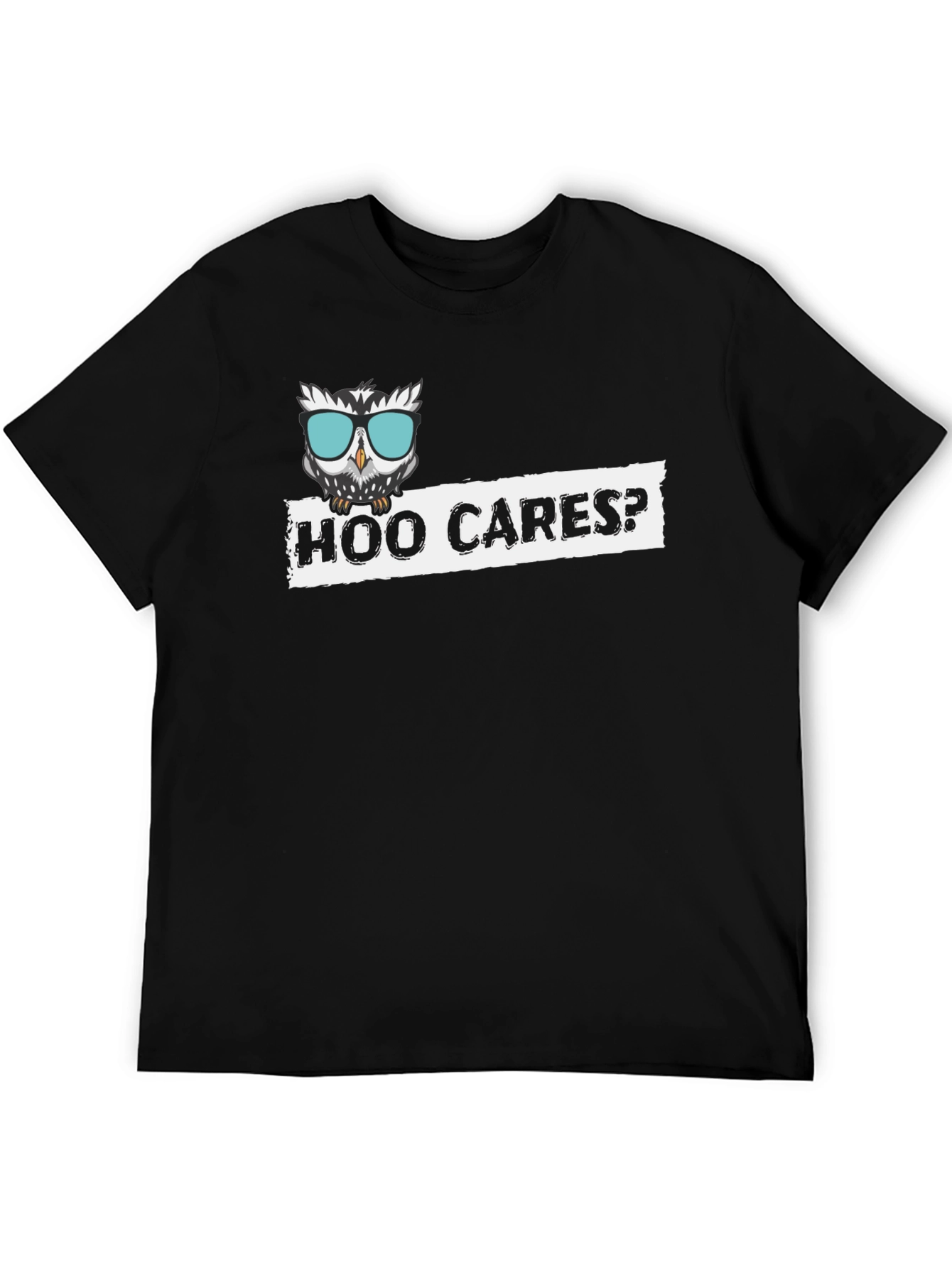 Hoo Cares? Funny Owl Graphic Black T-Shirt