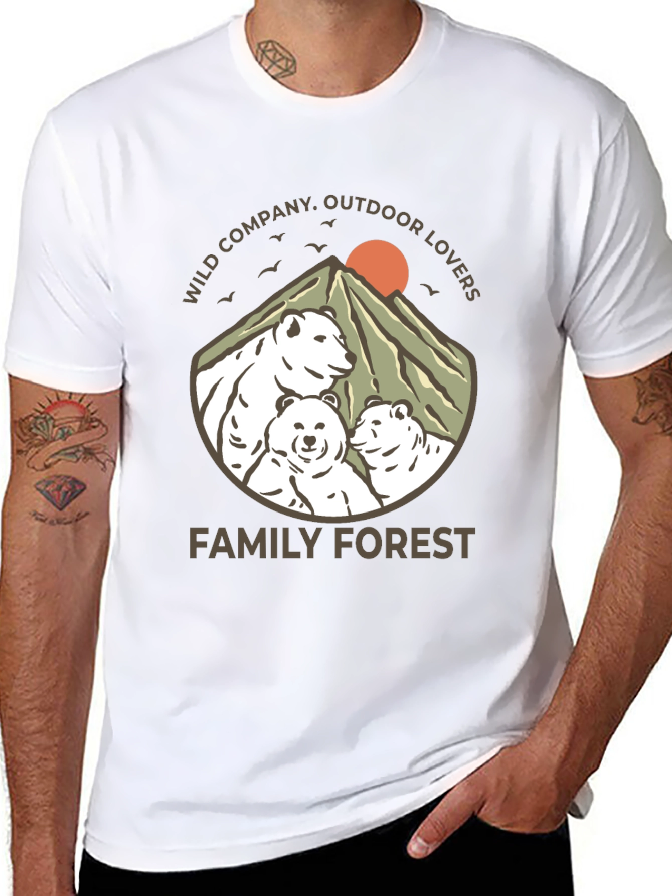 Family Forest Bear Graphic T-Shirt
