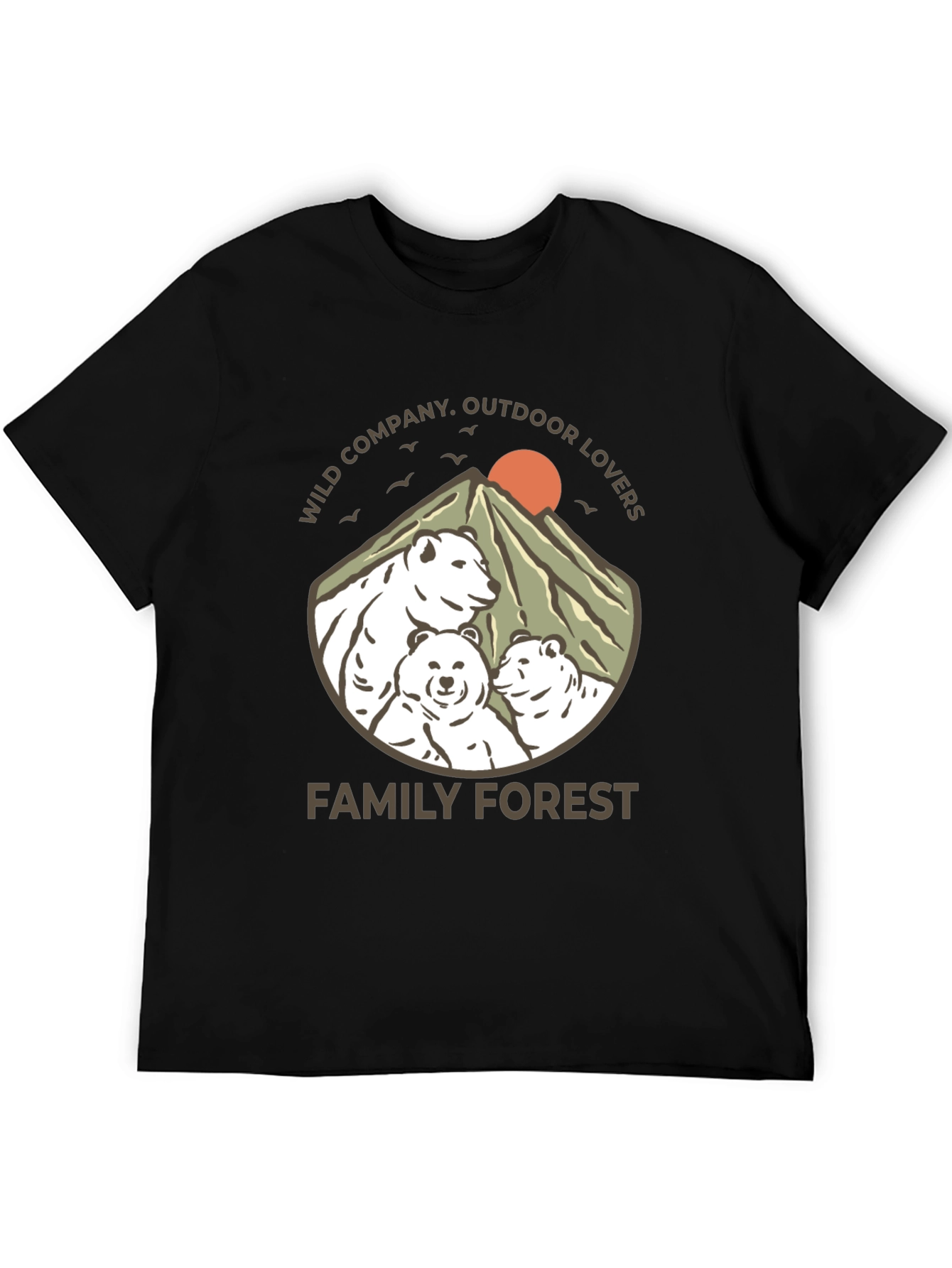 Family Forest Bear Graphic T-Shirt