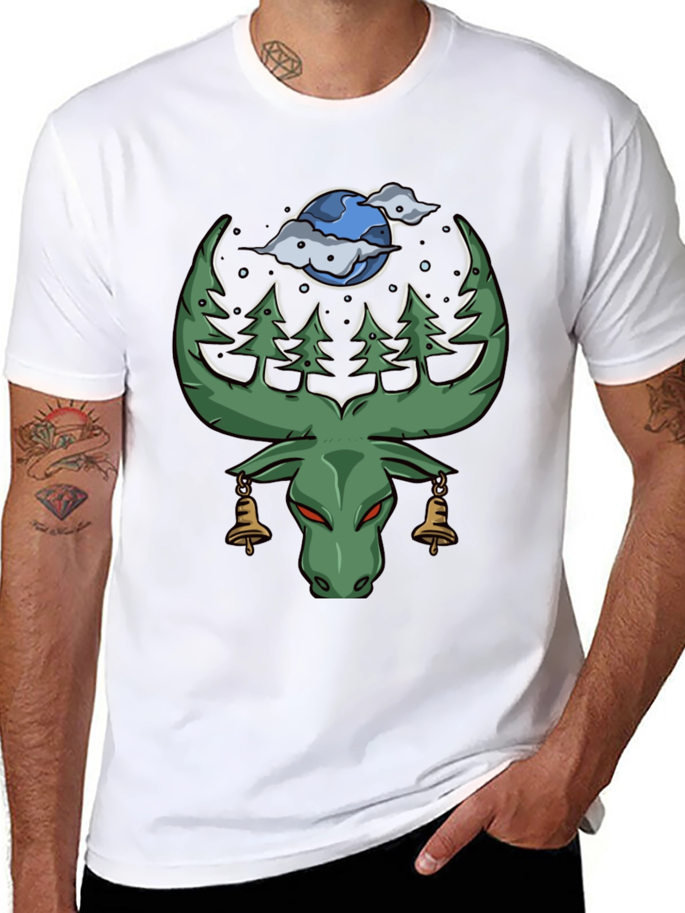Nature Moose Graphic Tee - Black
