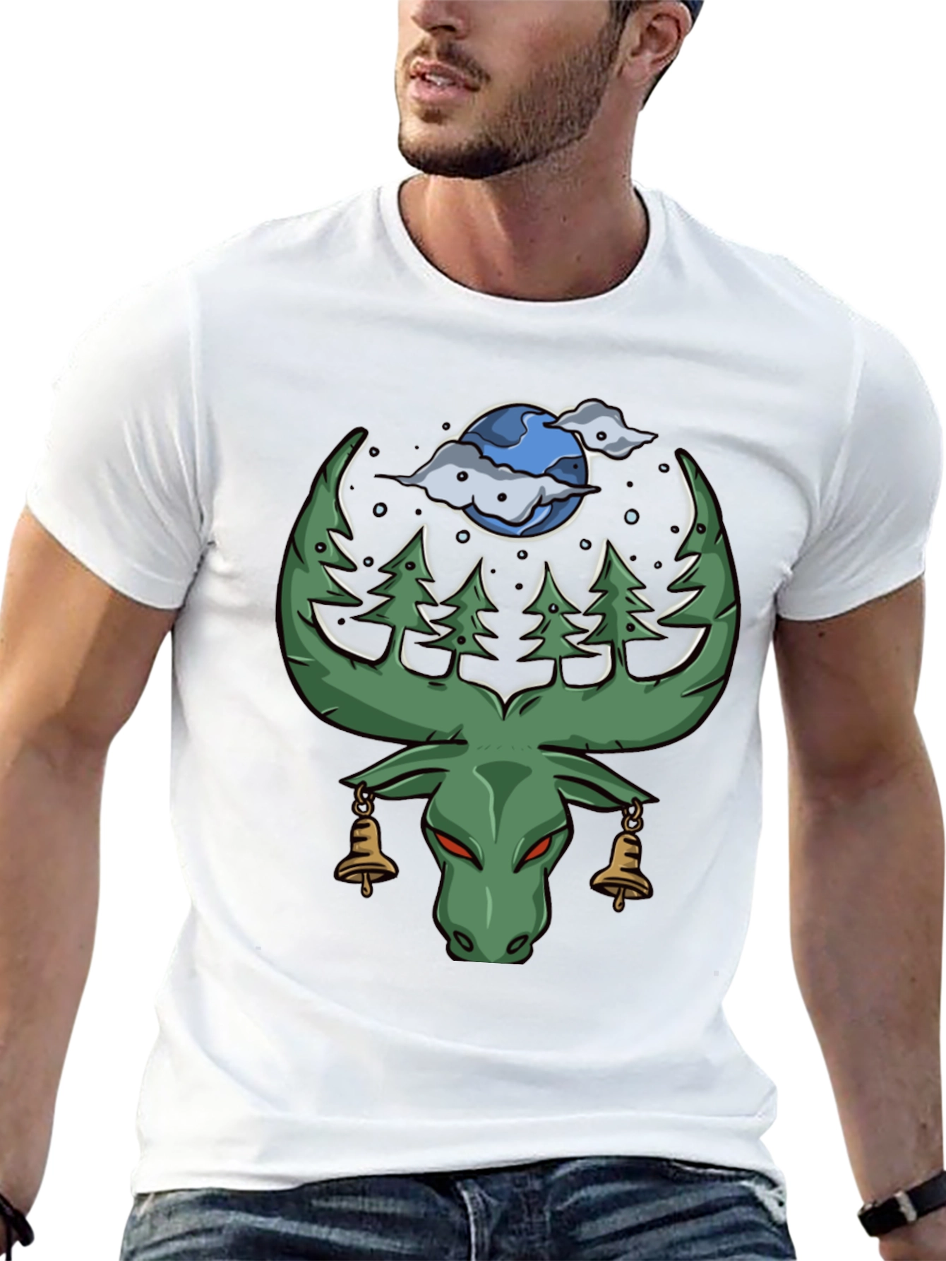 Nature Moose Graphic Tee - Black