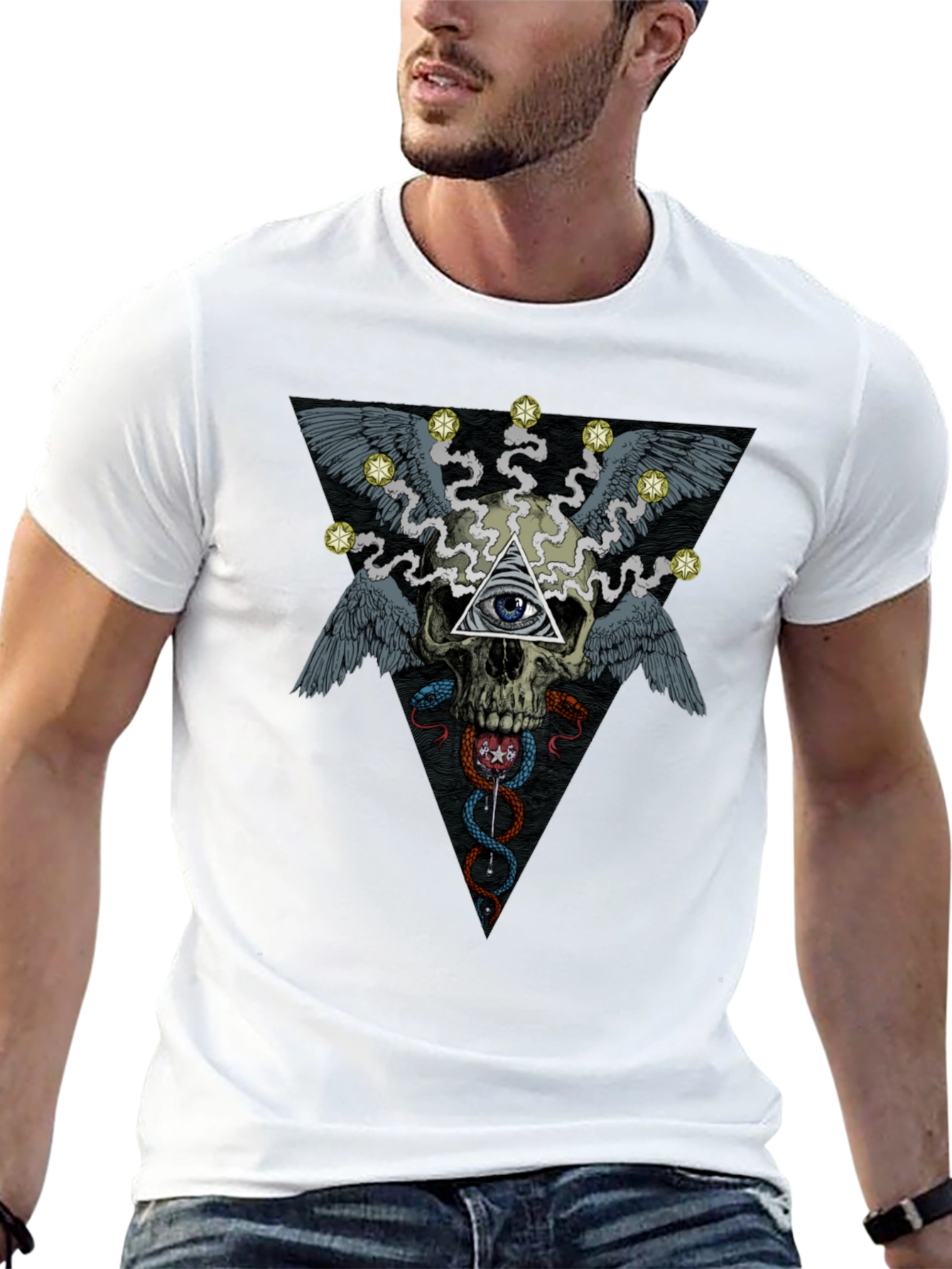 Skull & Eye Graphic Print T-Shirt