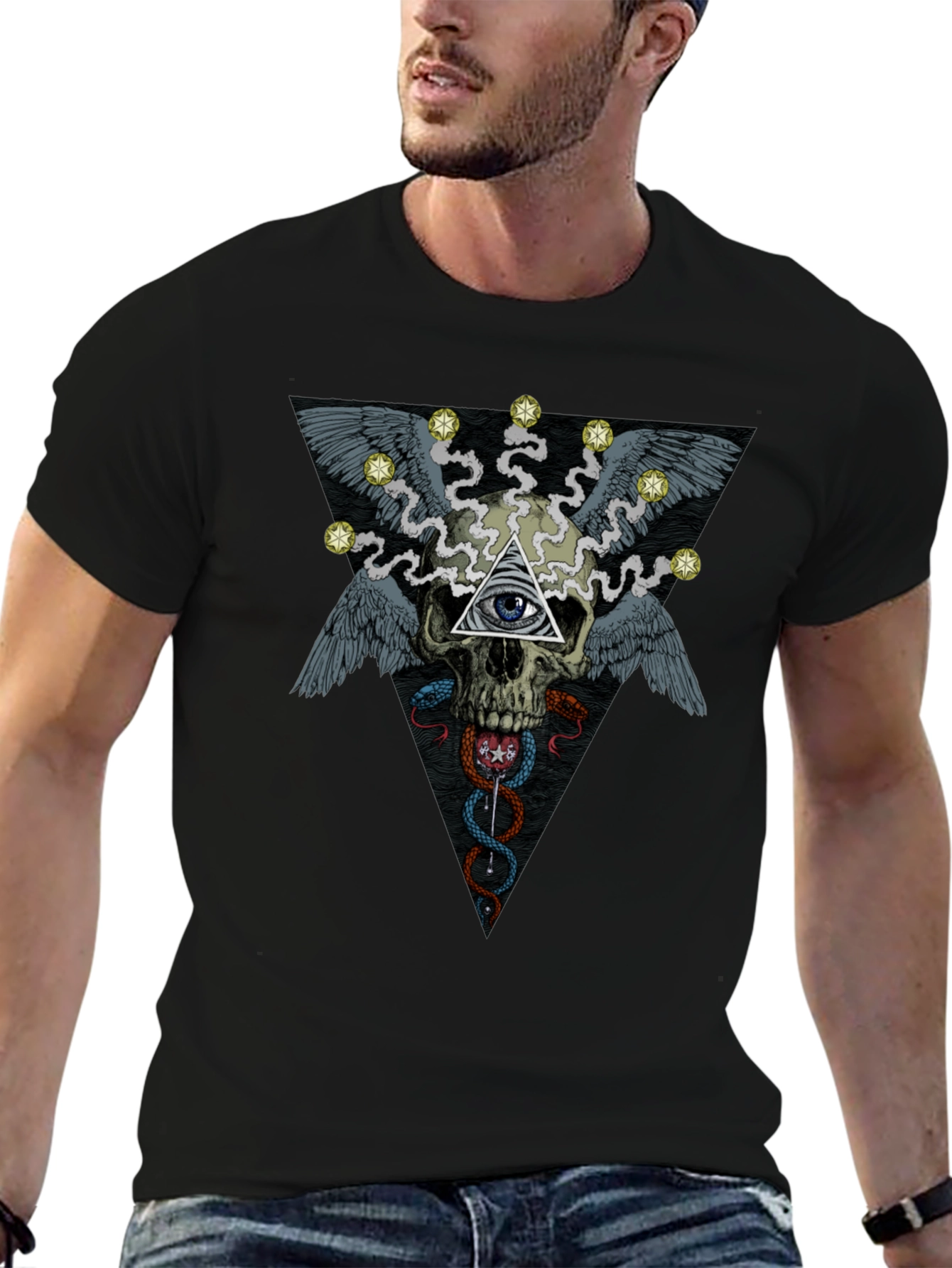 Skull & Eye Graphic Print T-Shirt