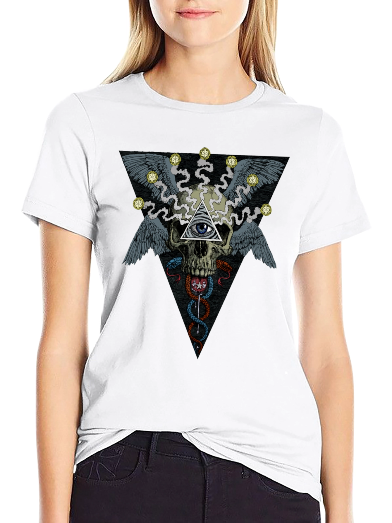 Skull & Eye Graphic Print T-Shirt