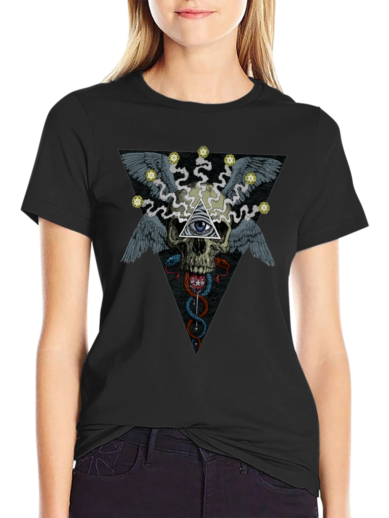 Skull & Eye Graphic Print T-Shirt