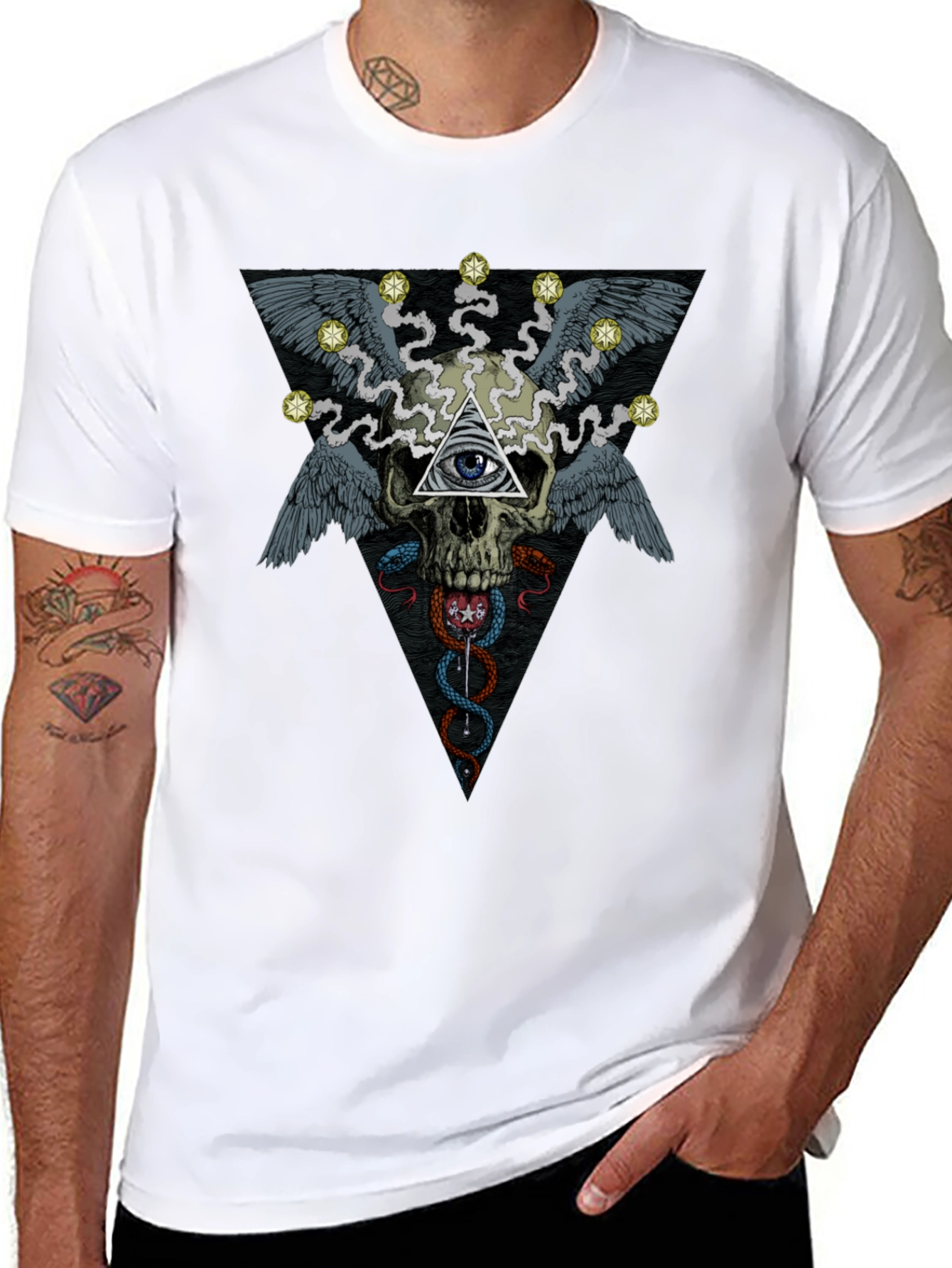 Skull & Eye Graphic Print T-Shirt