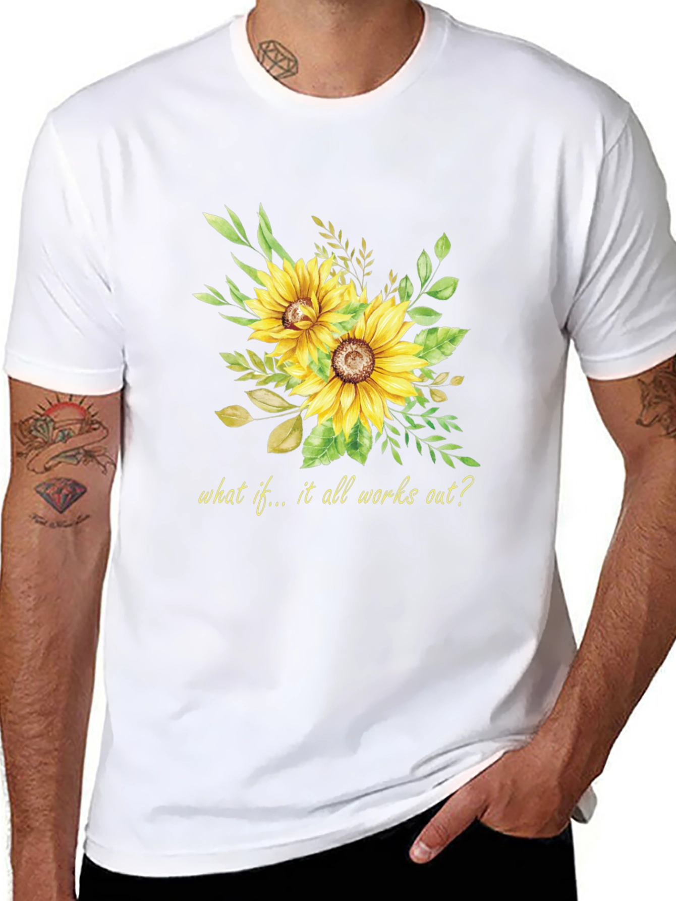 Sunflower Graphic Tee - Inspirational Quote Black T-Shirt